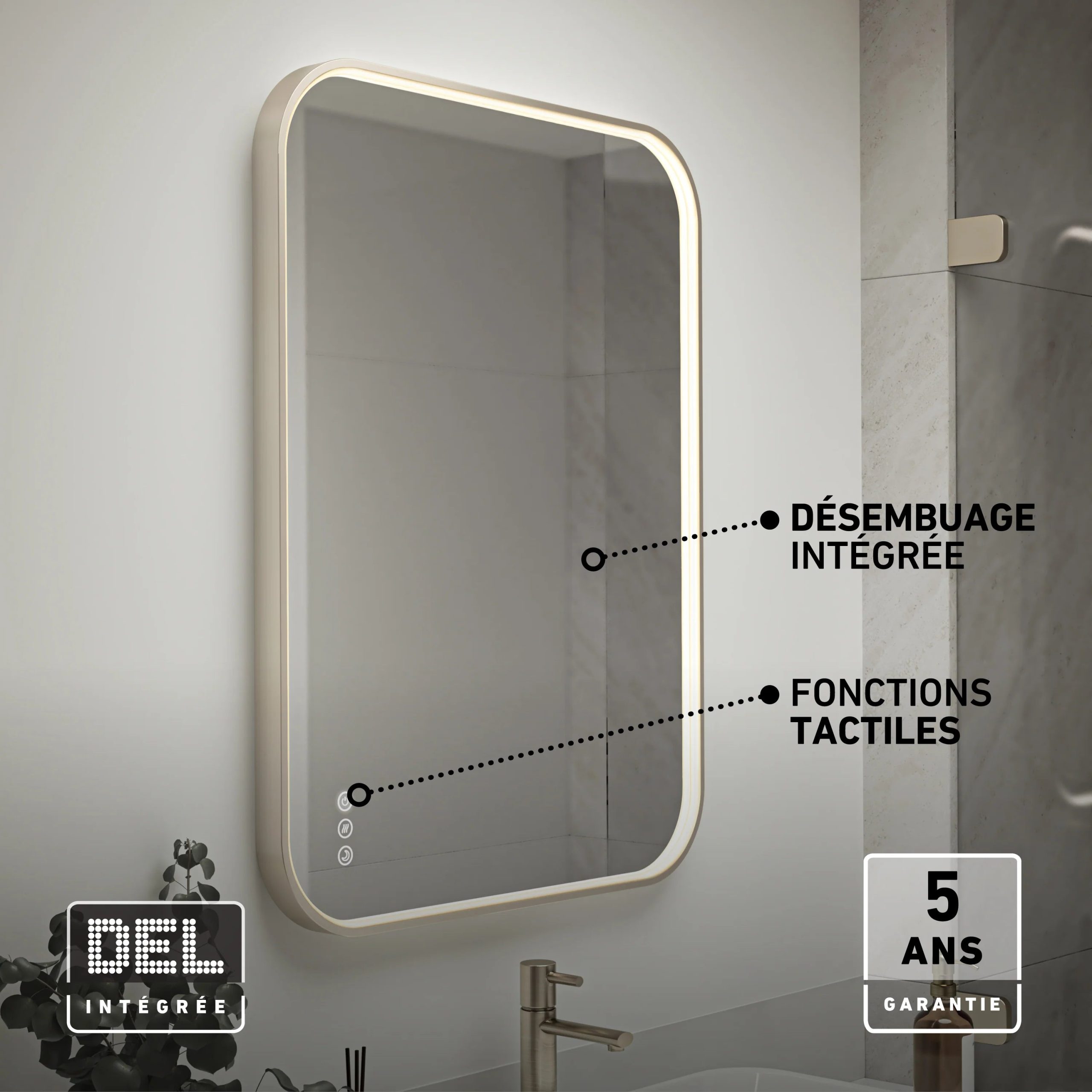Artika Royce 24 in. x 32 in. (61 x 81 cm) Dimmable Anti-Fog LED Mirror - Image 77