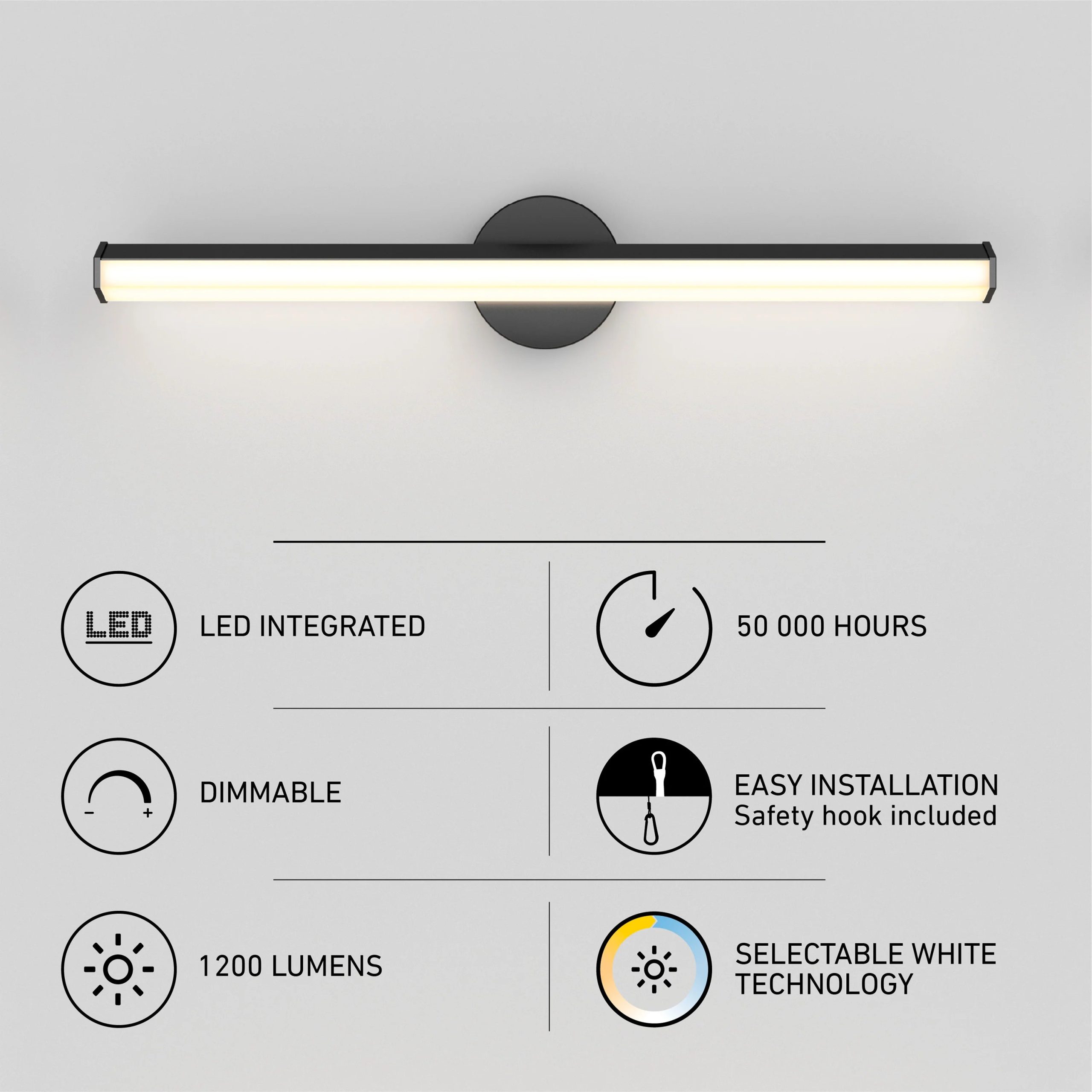 Artika Ewen 27-in (69 cm) Integrated LED 5-CCT Vanity Light Bar for Bathroom - Image 4