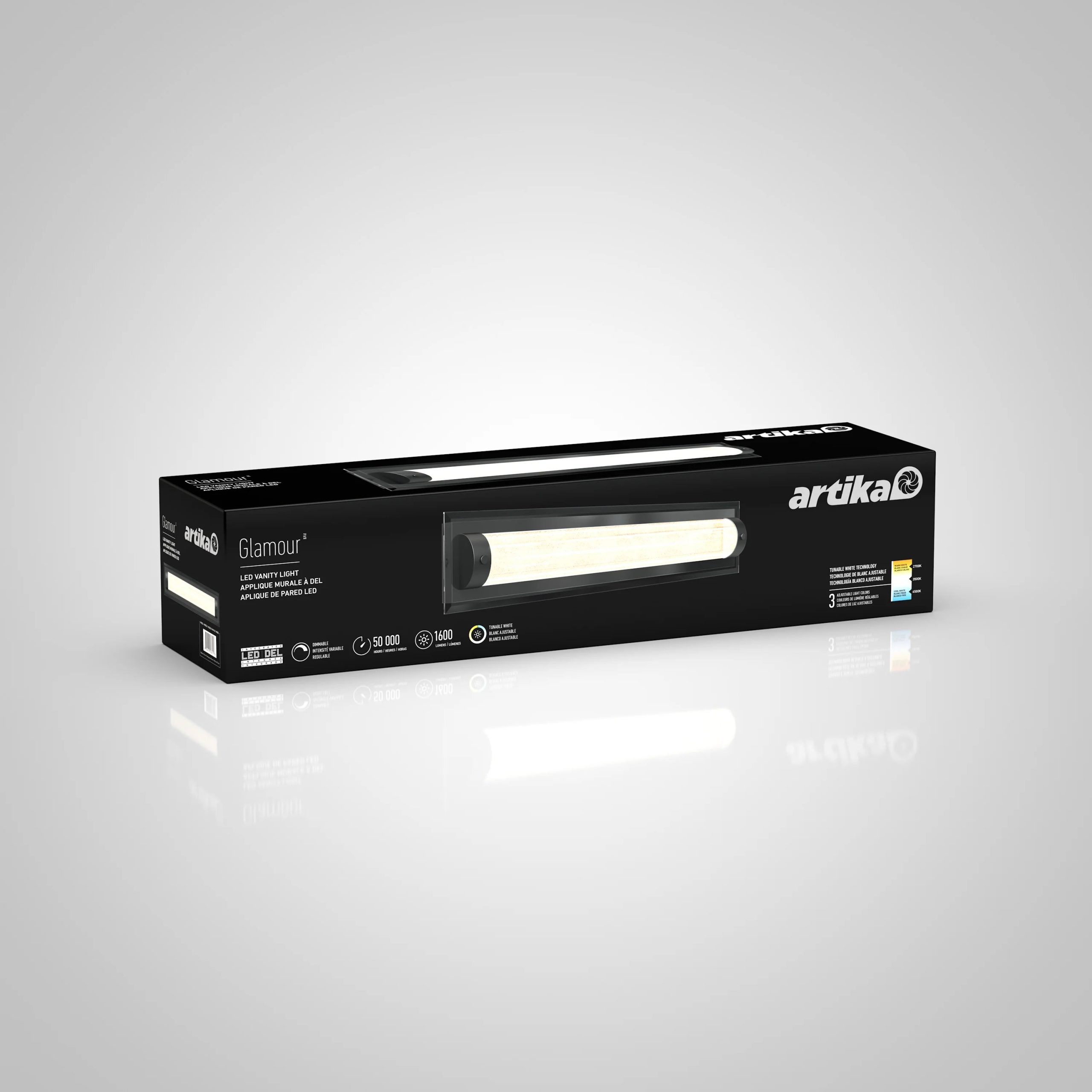 Artika Glamour 27-in (69 cm) Integrated LED 3-CCT Vanity Light Bar for Bathroom - Image 8