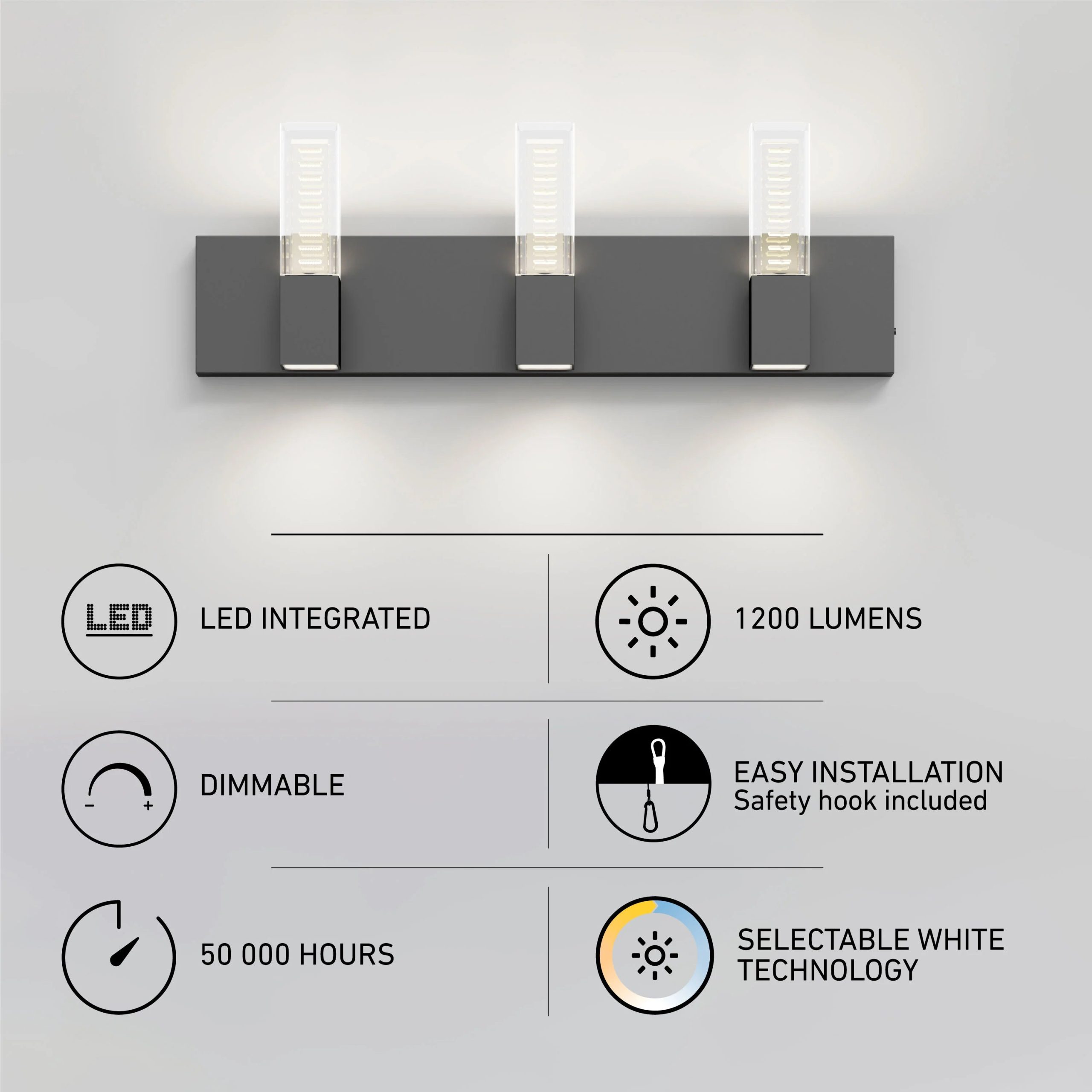 Artika Hologram 24-in (61 cm) 3-Light Modern LED 5-CCT Vanity Light for Bathroom - Image 28