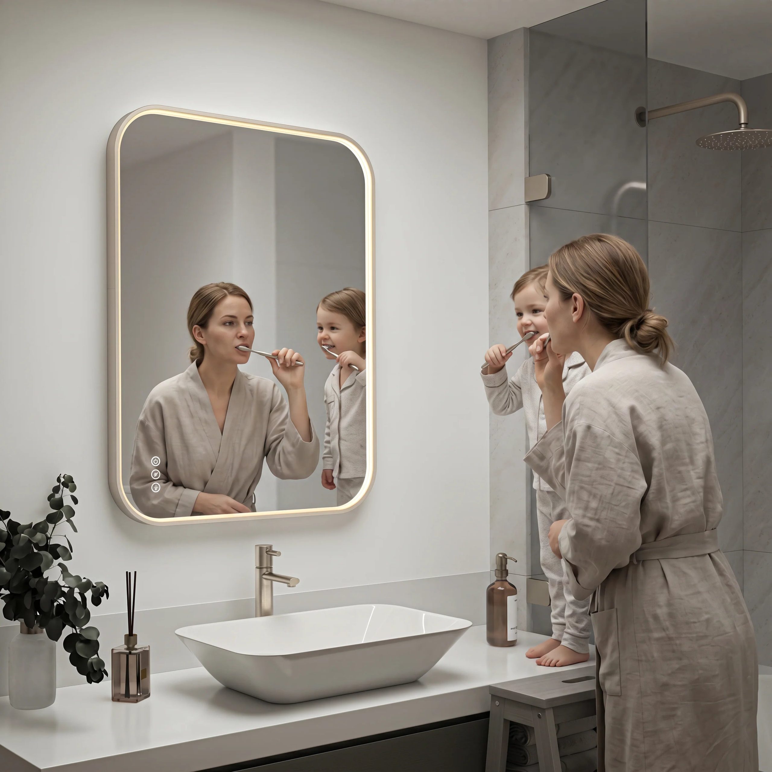 Artika Royce 24 in. x 32 in. (61 x 81 cm) Dimmable Anti-Fog LED Mirror - Image 65