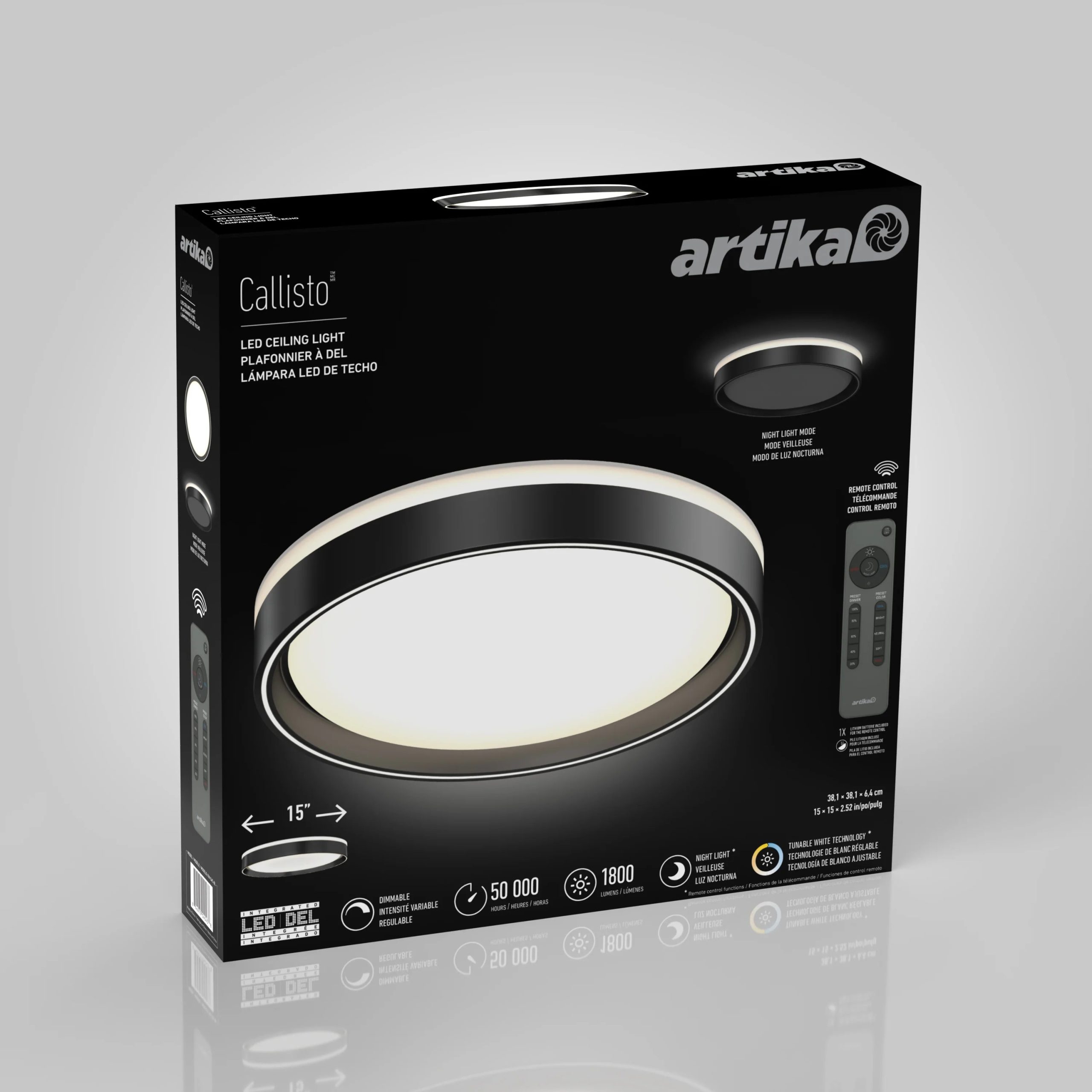 Artika Callisto 15 in. (38 cm) Modern LED Flush Mount Ceiling Light 5 CCT - Image 10