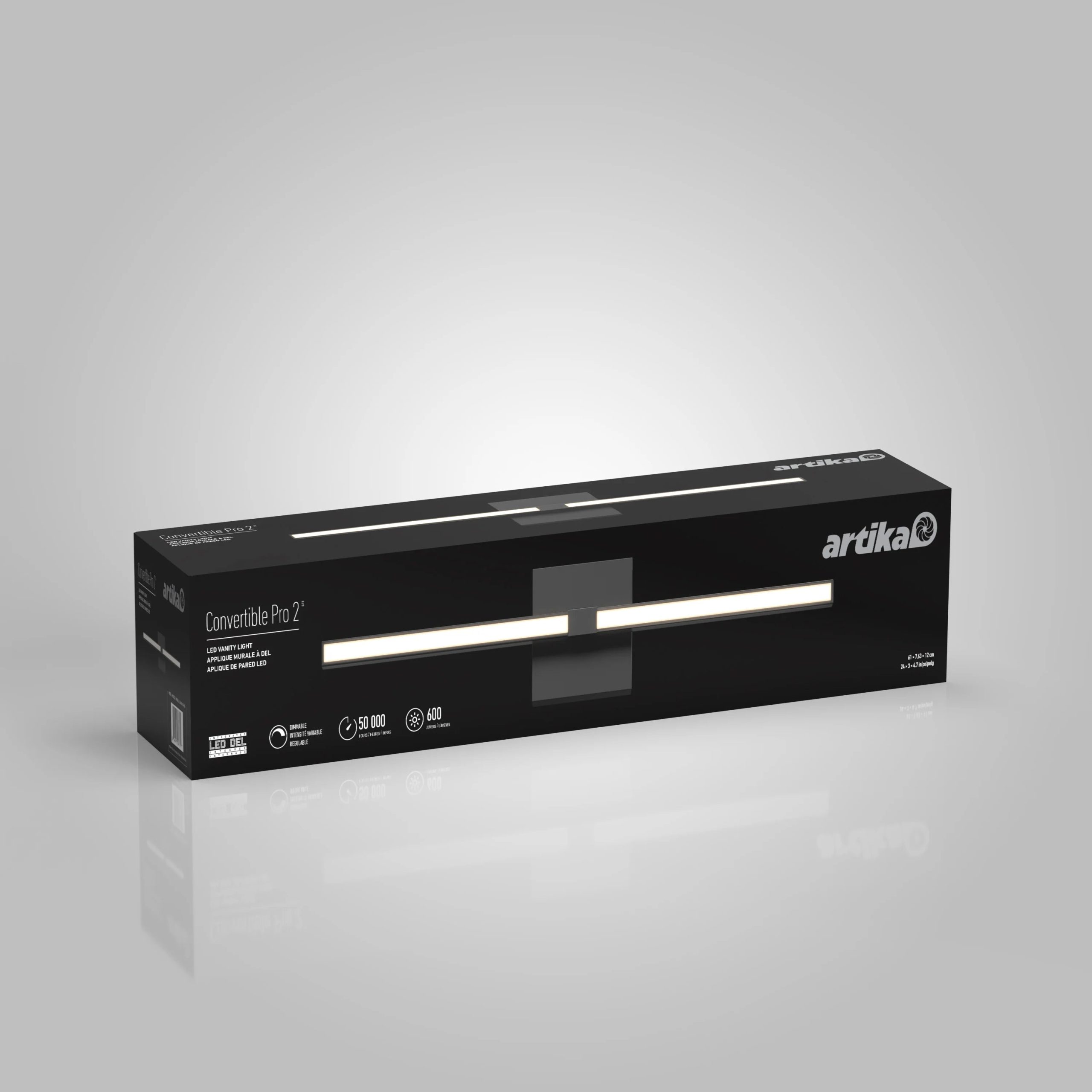 Artika Convertible Pro 24-in (61 cm) Integrated LED Vanity Light Bar for Bathroom - Image 11