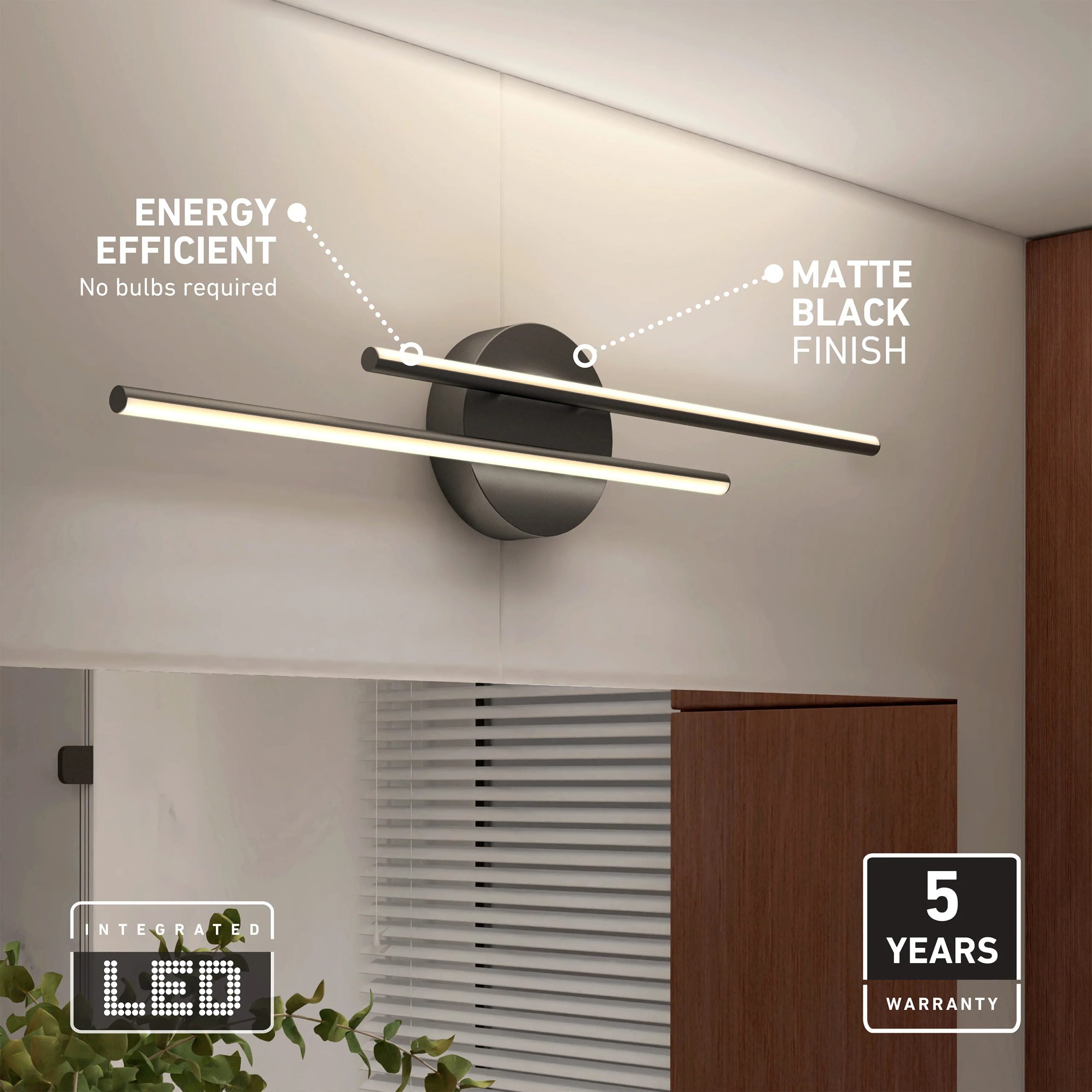 Artika Cisco 27-in (69 cm) Integrated LED 5-CCT Vanity Light Bar for Bathroom - Image 10