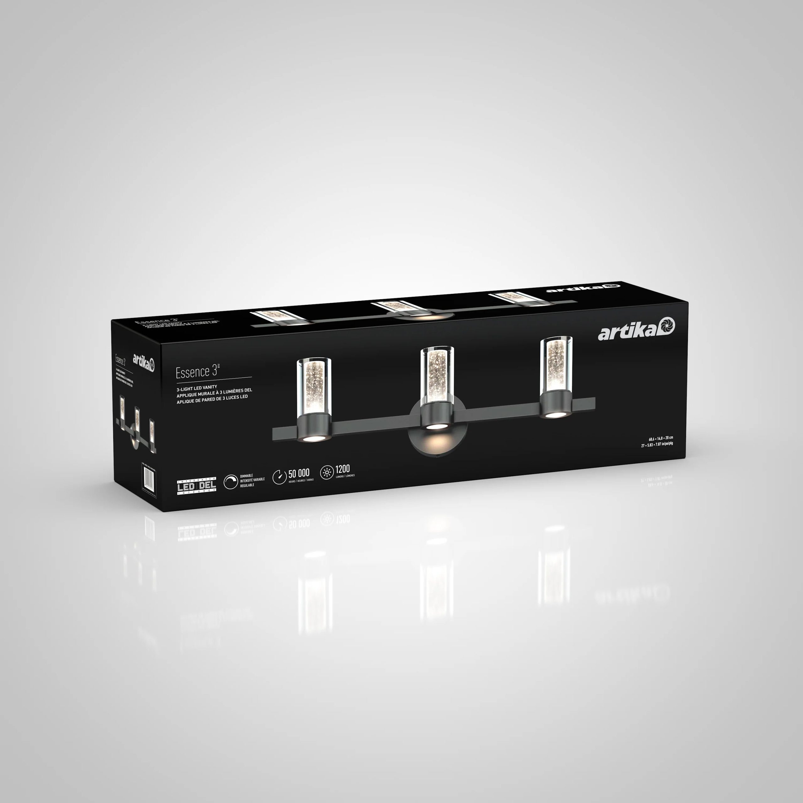 Artika Novello 27-in (69 cm) 3-Light Modern LED Vanity Light for Bathroom - Image 9