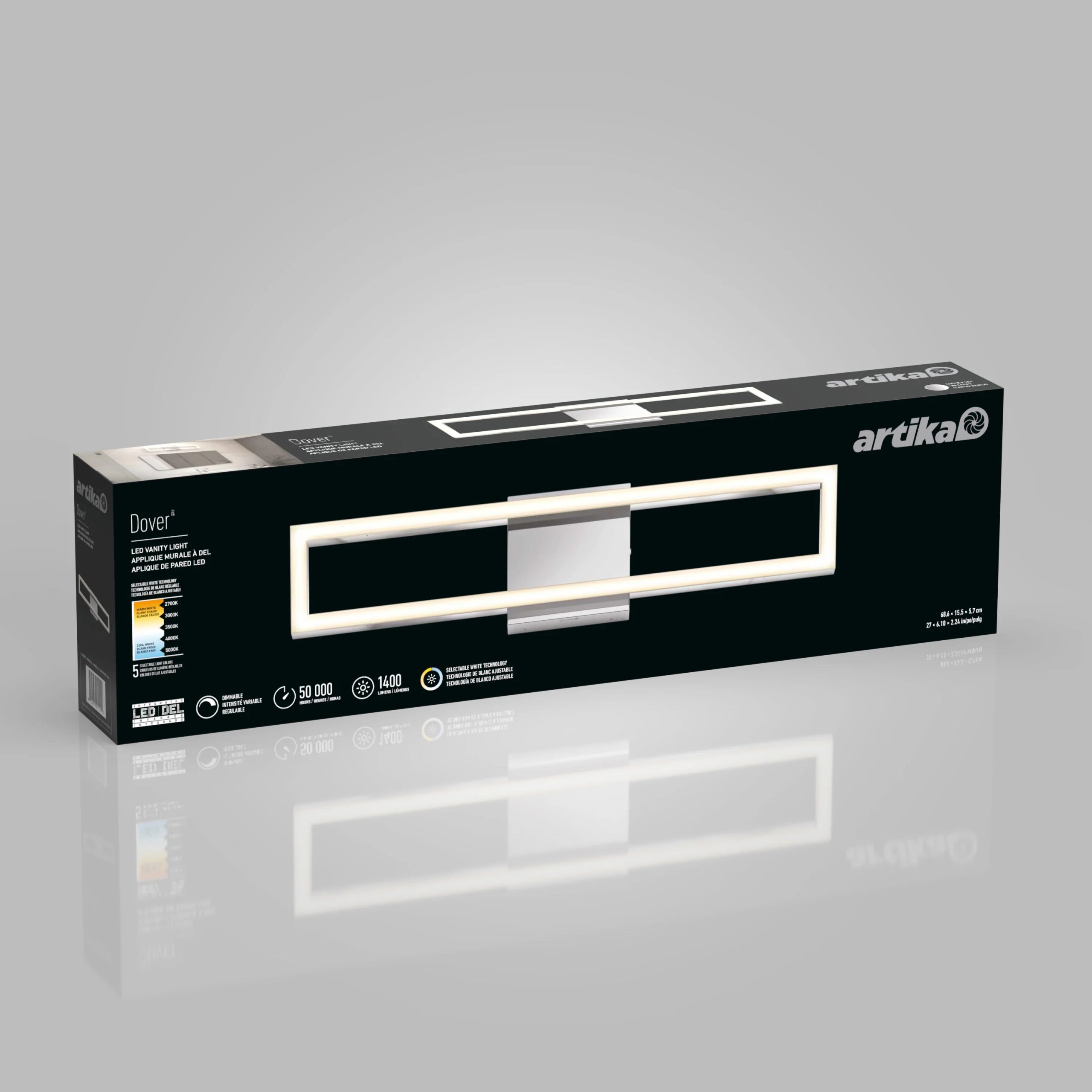 Artika Dover 27-in (69 cm) Integrated LED 5-CCT Vanity Light Bar for Bathroom - Image 11
