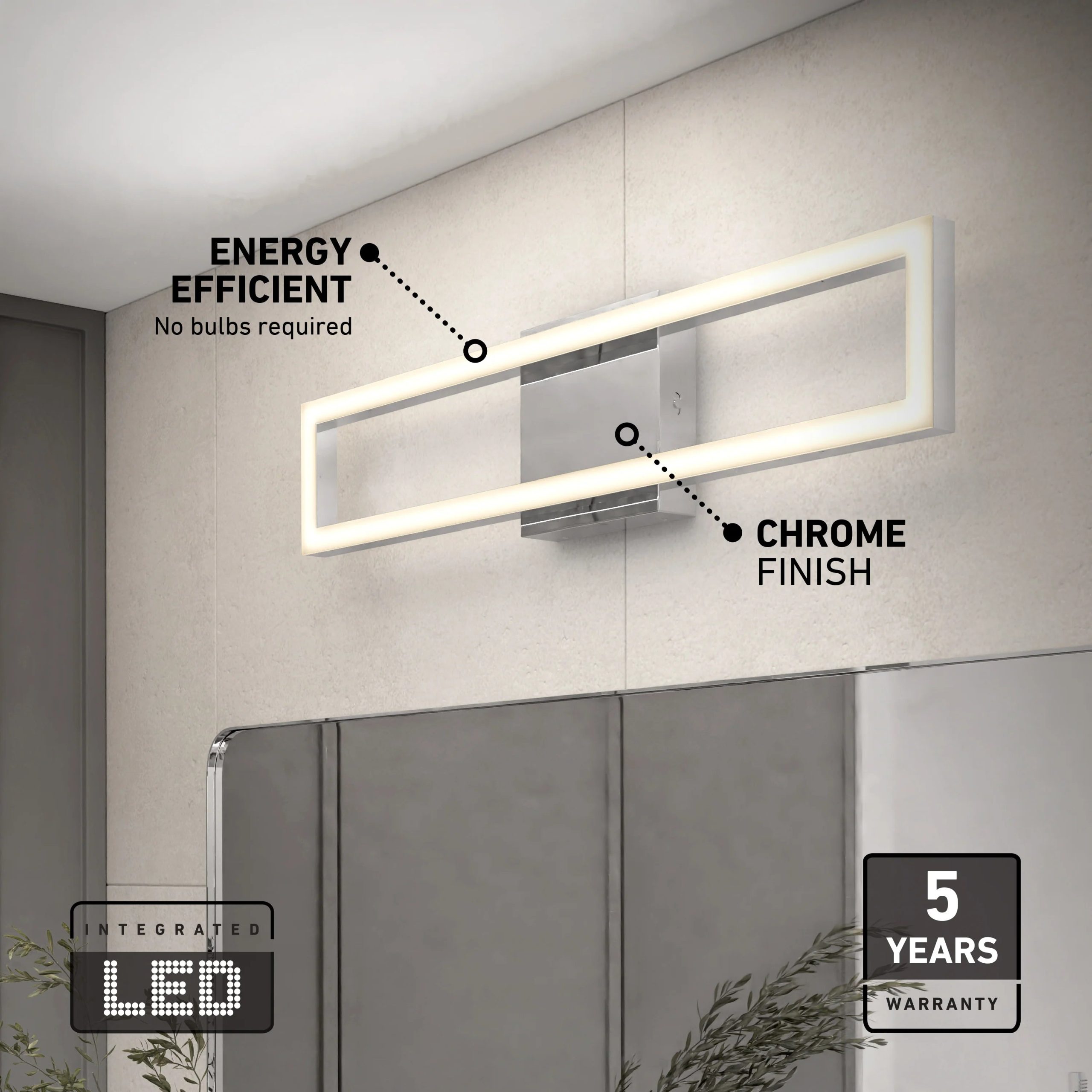Artika Dover 27-in (69 cm) Integrated LED 5-CCT Vanity Light Bar for Bathroom - Image 5
