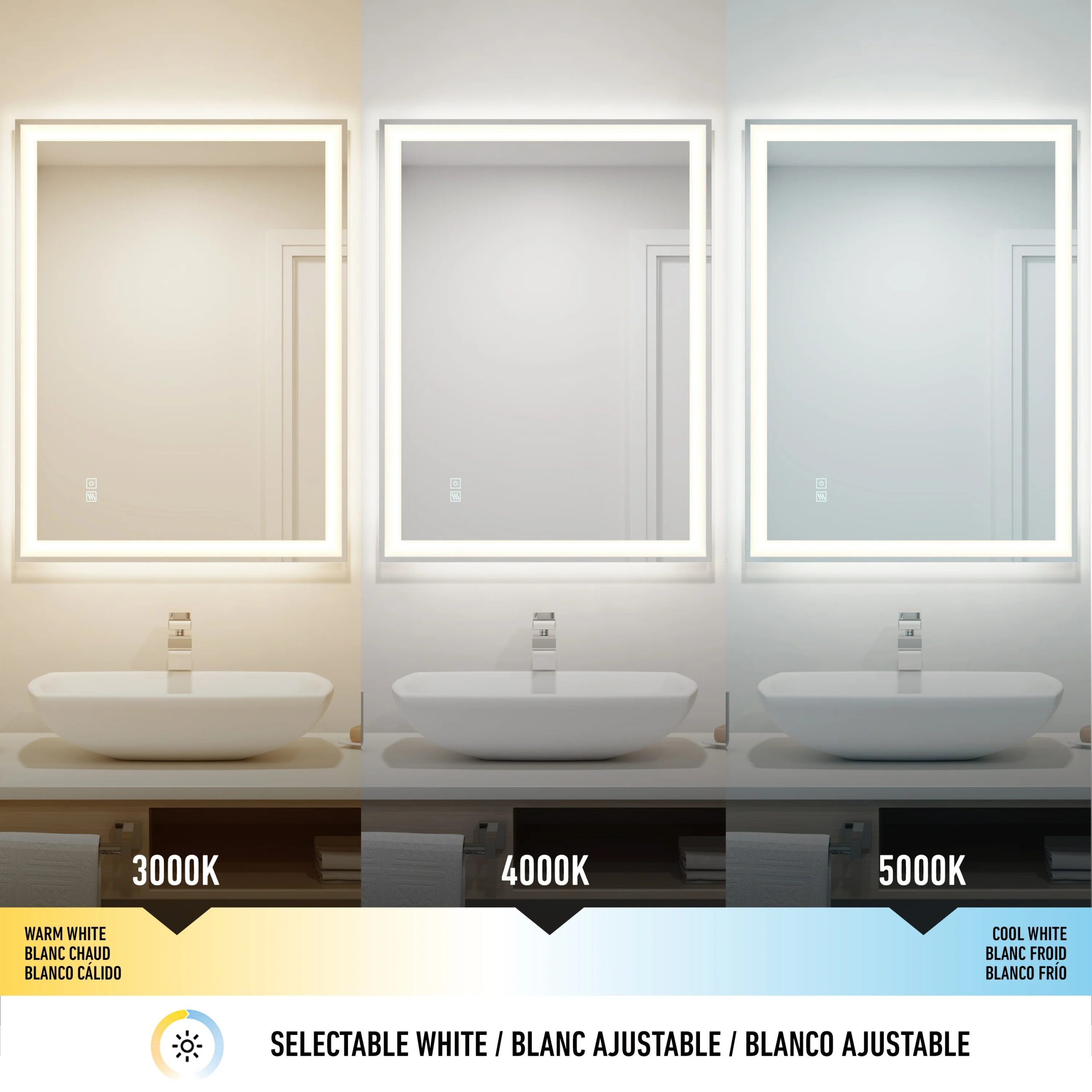 Artika Sofia 24 in. x 32 in. (61 x 81 cm) 3 CCT Anti-Fog LED Bathroom Mirror - Image 6