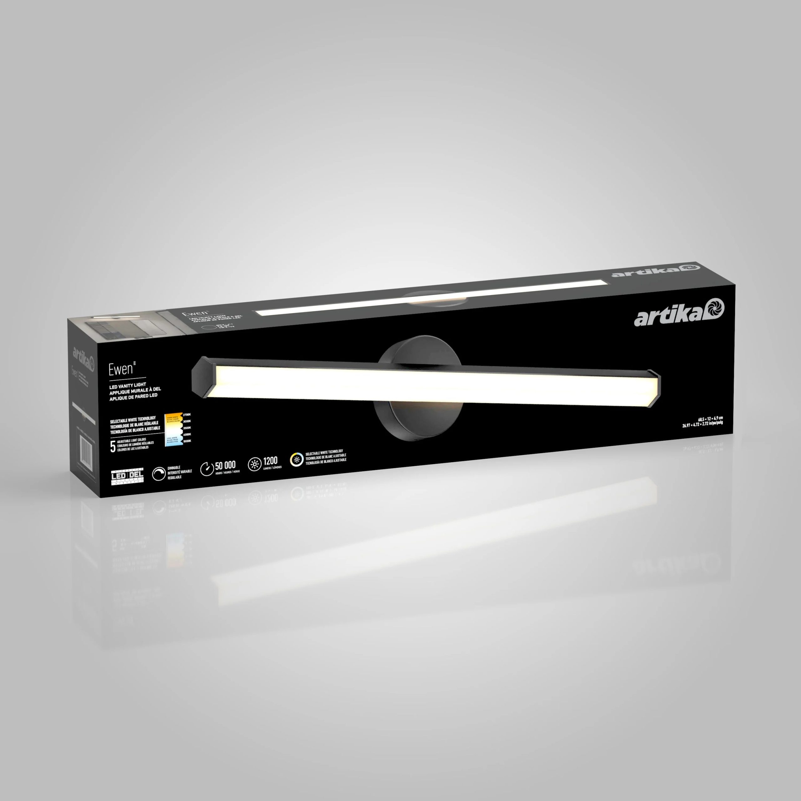 Artika Ewen 27-in (69 cm) Integrated LED 5-CCT Vanity Light Bar for Bathroom - Image 10