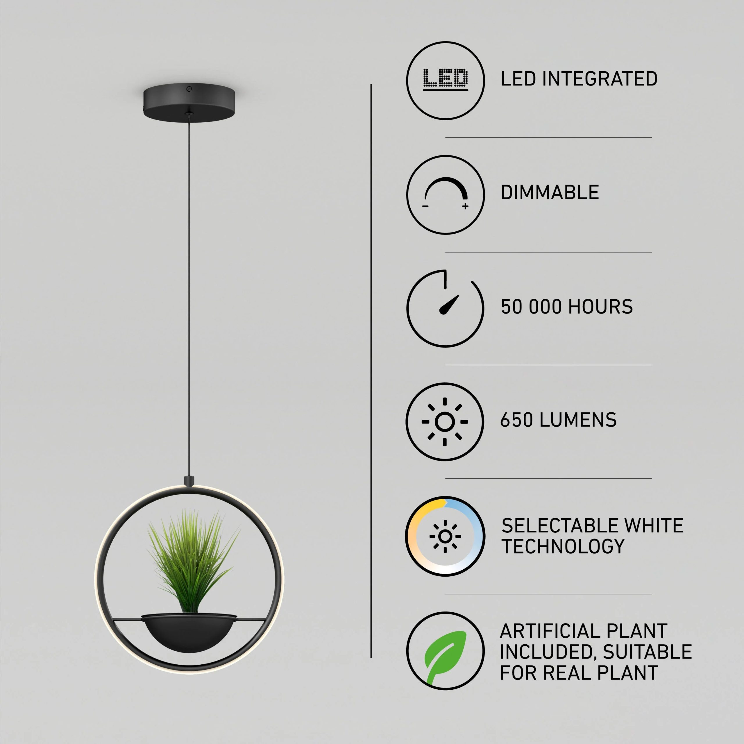 Artika Colin LED modern planter pendant light 5 CCT - Image 13