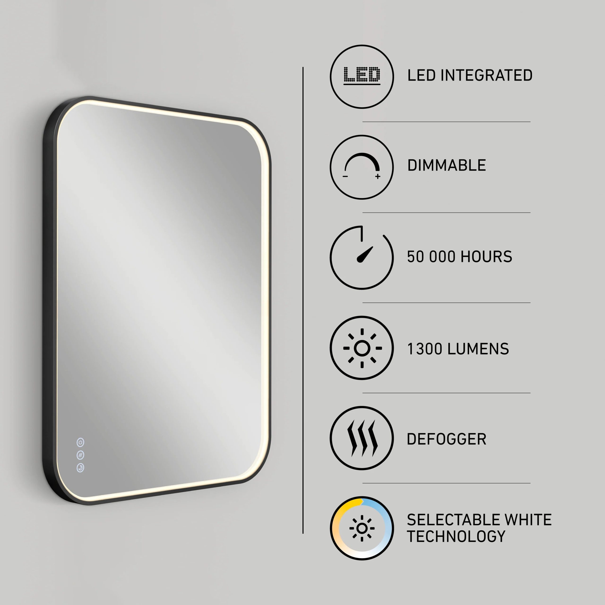 Artika Royce 24 in. x 32 in. (61 x 81 cm) Dimmable Anti-Fog LED Mirror - Image 33