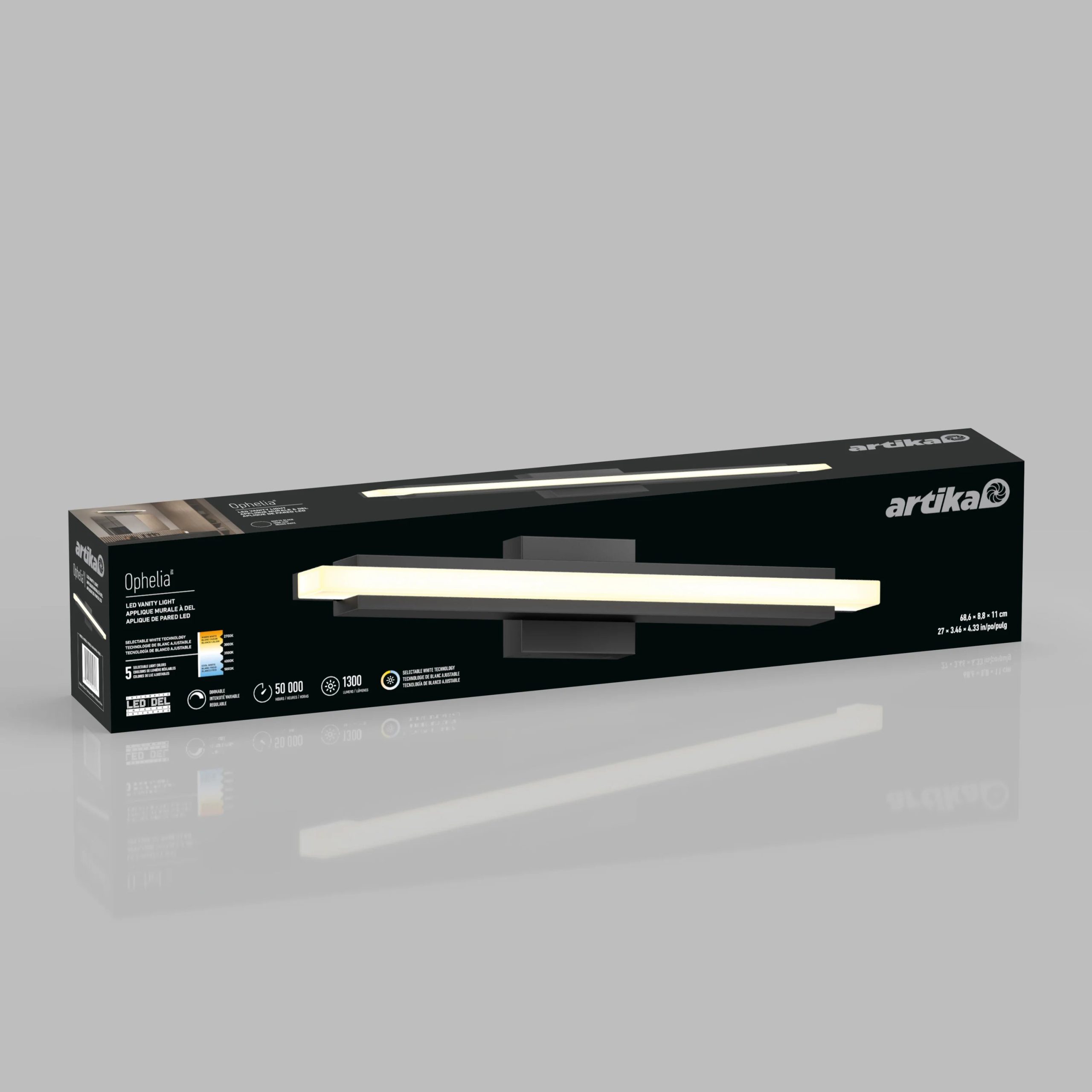 Artika Ophelia 27-in (69 cm) Integrated LED 5-CCT Vanity Light Bar for Bathroom - Image 13
