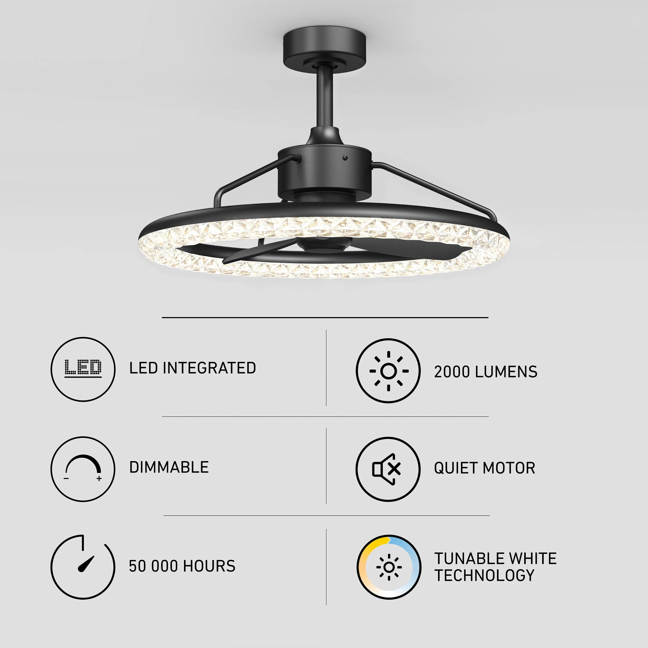 Artika Carat 23 in. (58 cm) LED modern fandelier ceiling fan with light - includes remote - Image 3