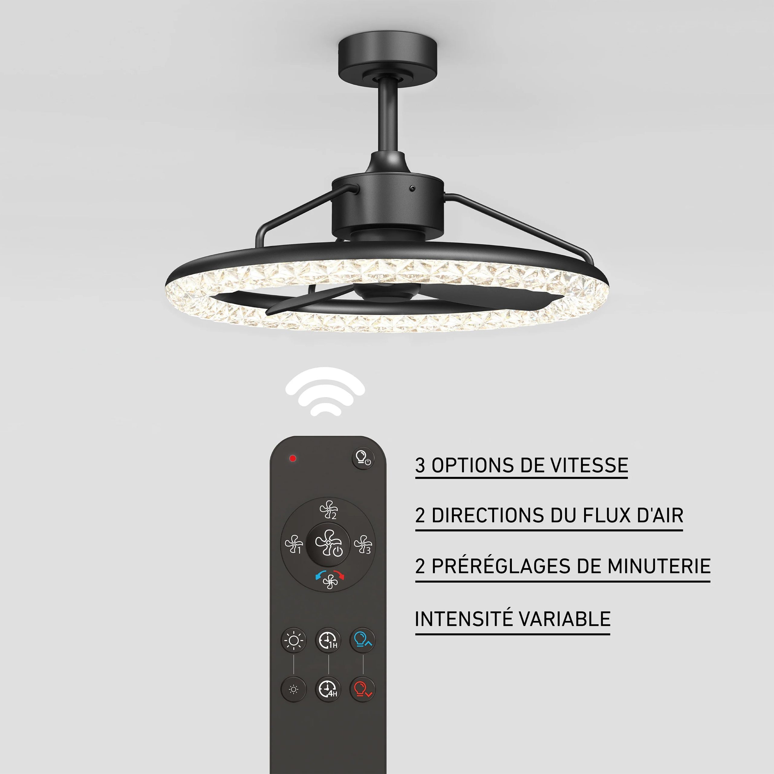 Artika Carat 23 in. (58 cm) LED modern fandelier ceiling fan with light - includes remote - Image 8