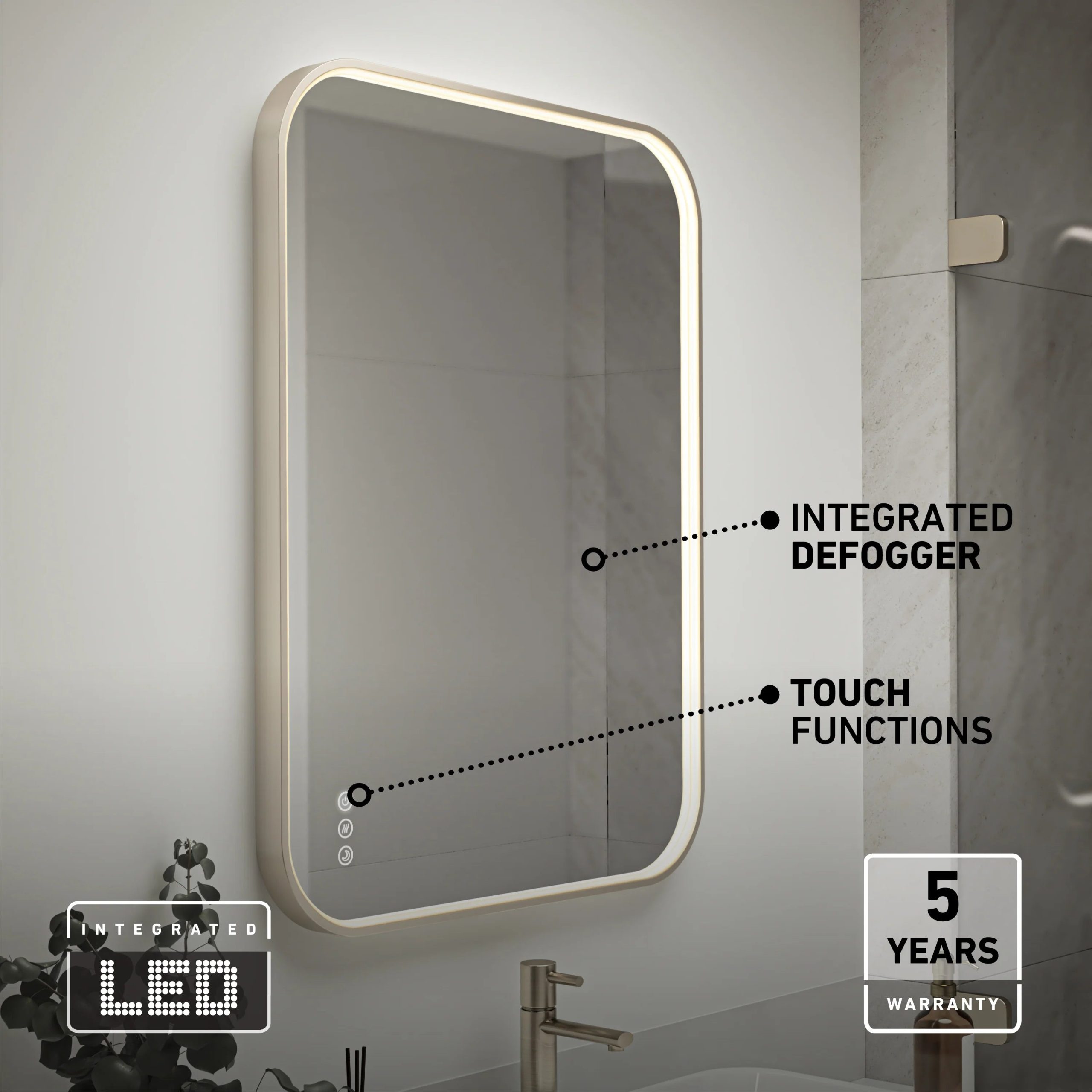Artika Royce 24 in. x 32 in. (61 x 81 cm) Dimmable Anti-Fog LED Mirror - Image 75