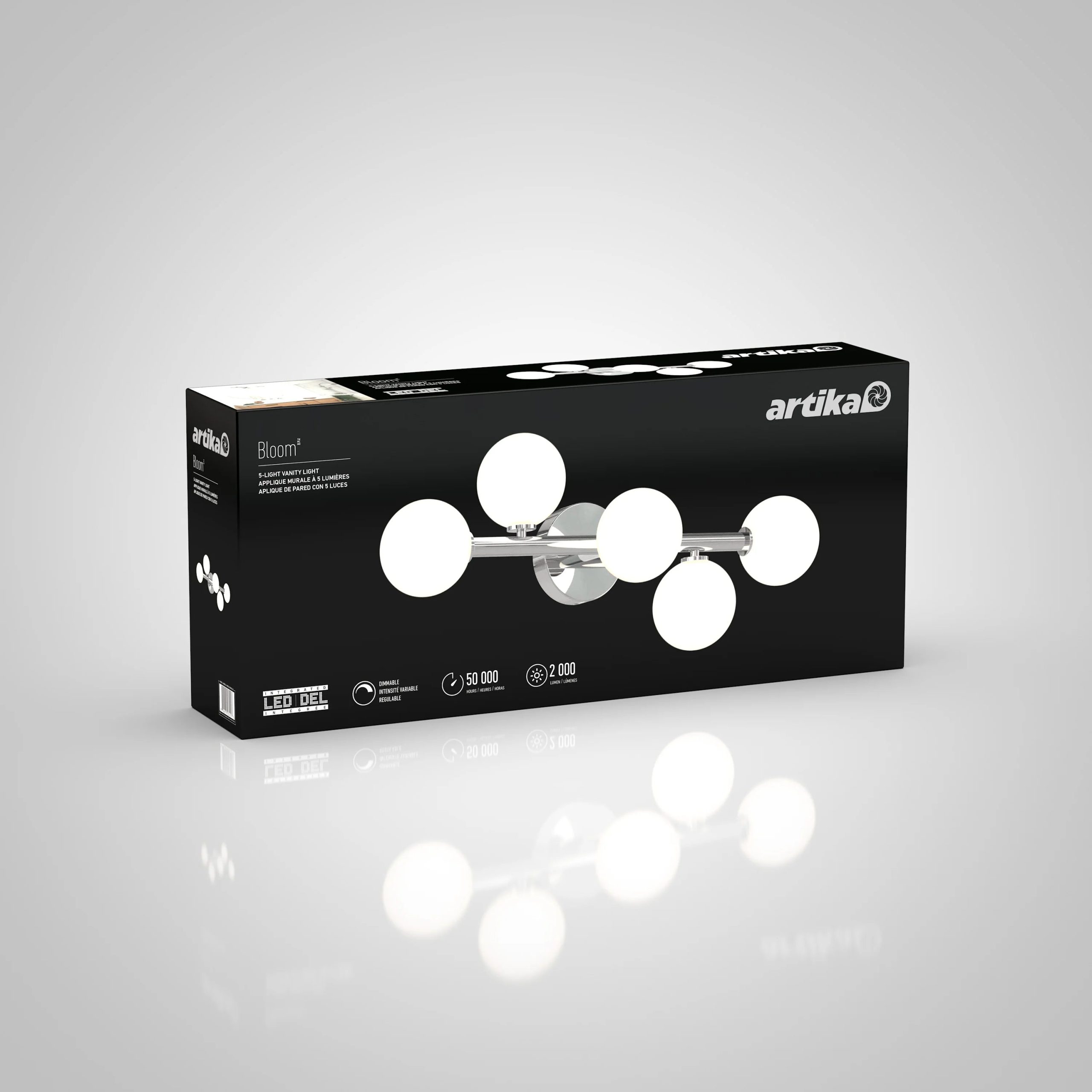 Artika Bloom 27-in (69 cm) 5-Light Modern LED Vanity Light for Bathroom - Image 3