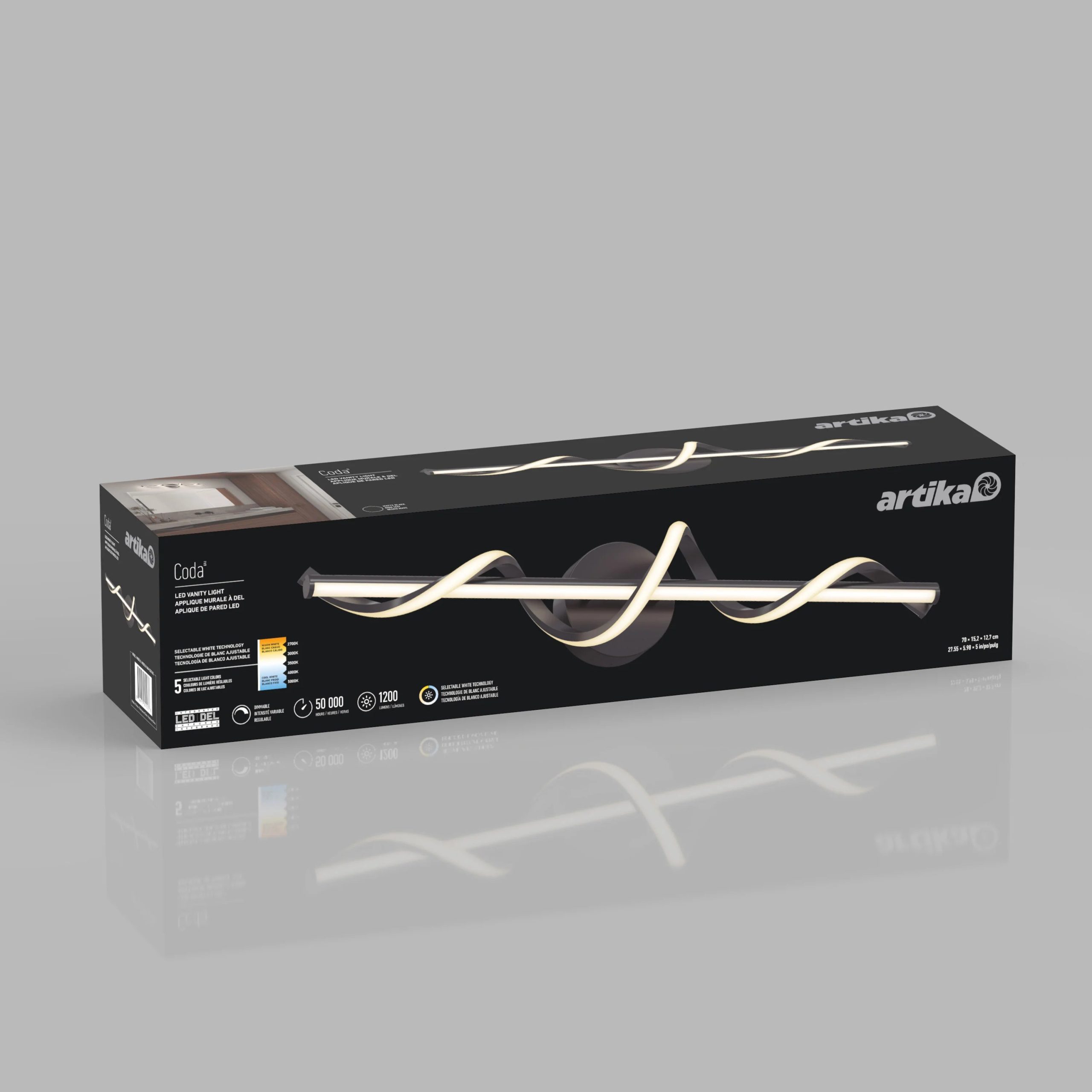Artika Coda 27-in (69 cm) Integrated LED 5-CCT Vanity Light Bar for Bathroom - Image 28