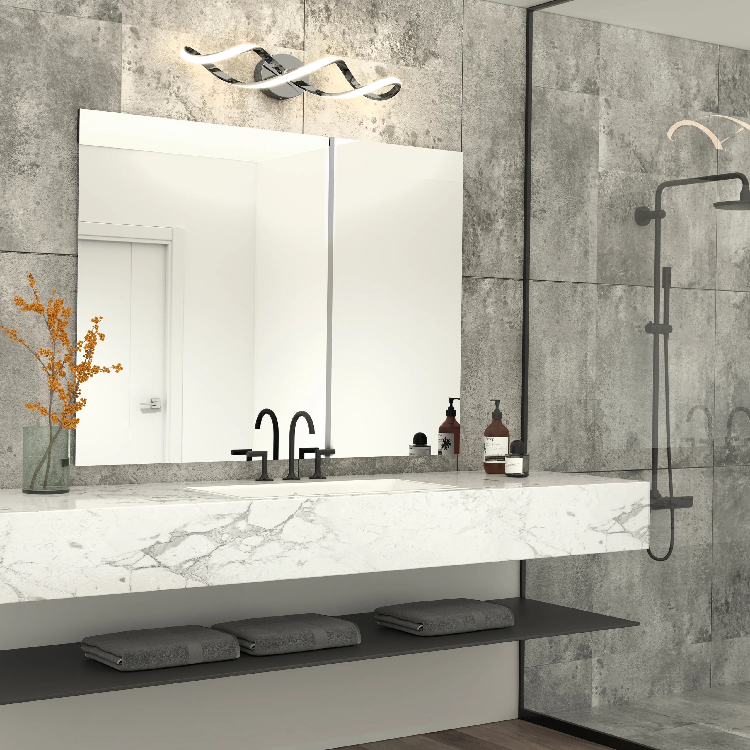 Artika Swirl 27-in (68 cm) 3-Light Modern LED Vanity Light for Bathroom - Image 23