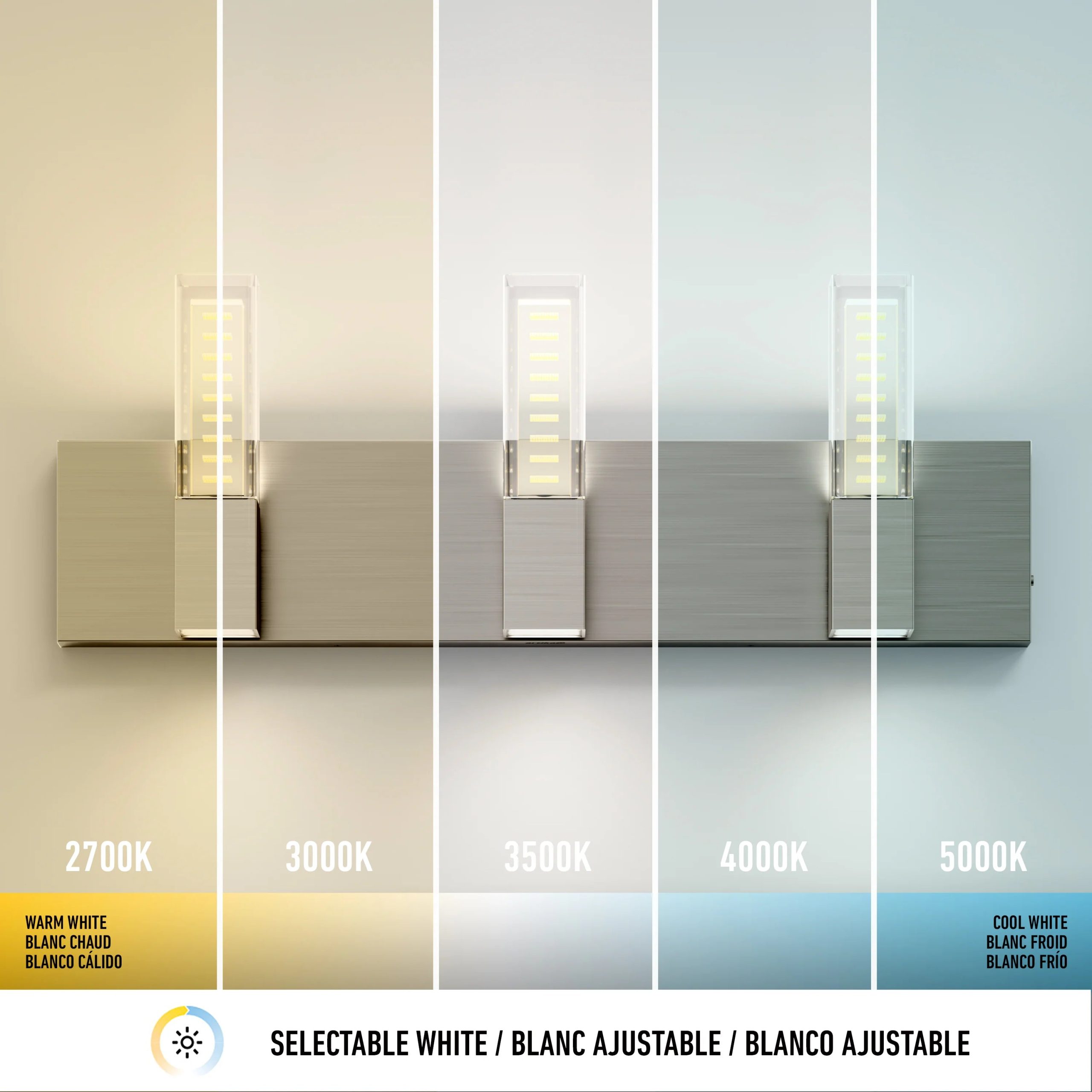 Artika Hologram 24-in (61 cm) 3-Light Modern LED 5-CCT Vanity Light for Bathroom - Image 2