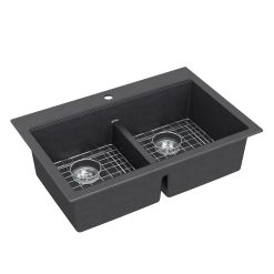 Artika Baycrest 33 in. (84 cm) Double Bowl Kitchen Sink Black