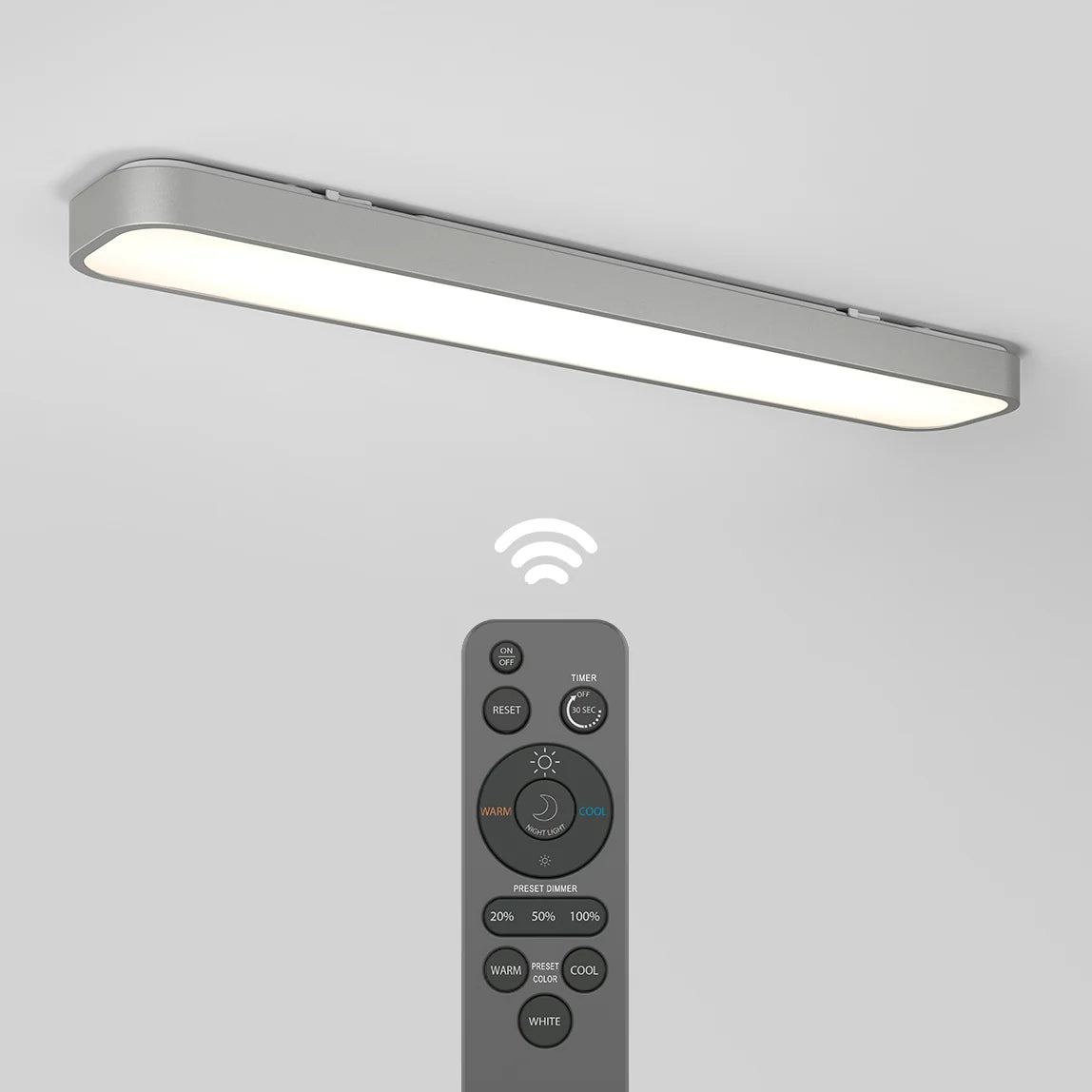 Artika Europa 36 in. x 6 in. (91 x 15 cm) Modern Flush Mount Ceiling Light - with remote - Image 8