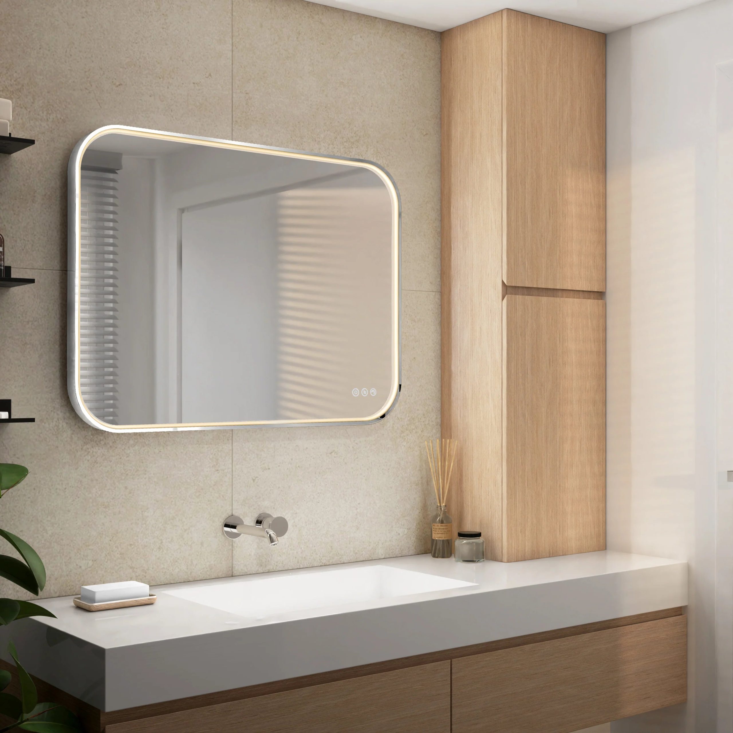 Artika Royce 24 in. x 32 in. (61 x 81 cm) Dimmable Anti-Fog LED Mirror - Image 45
