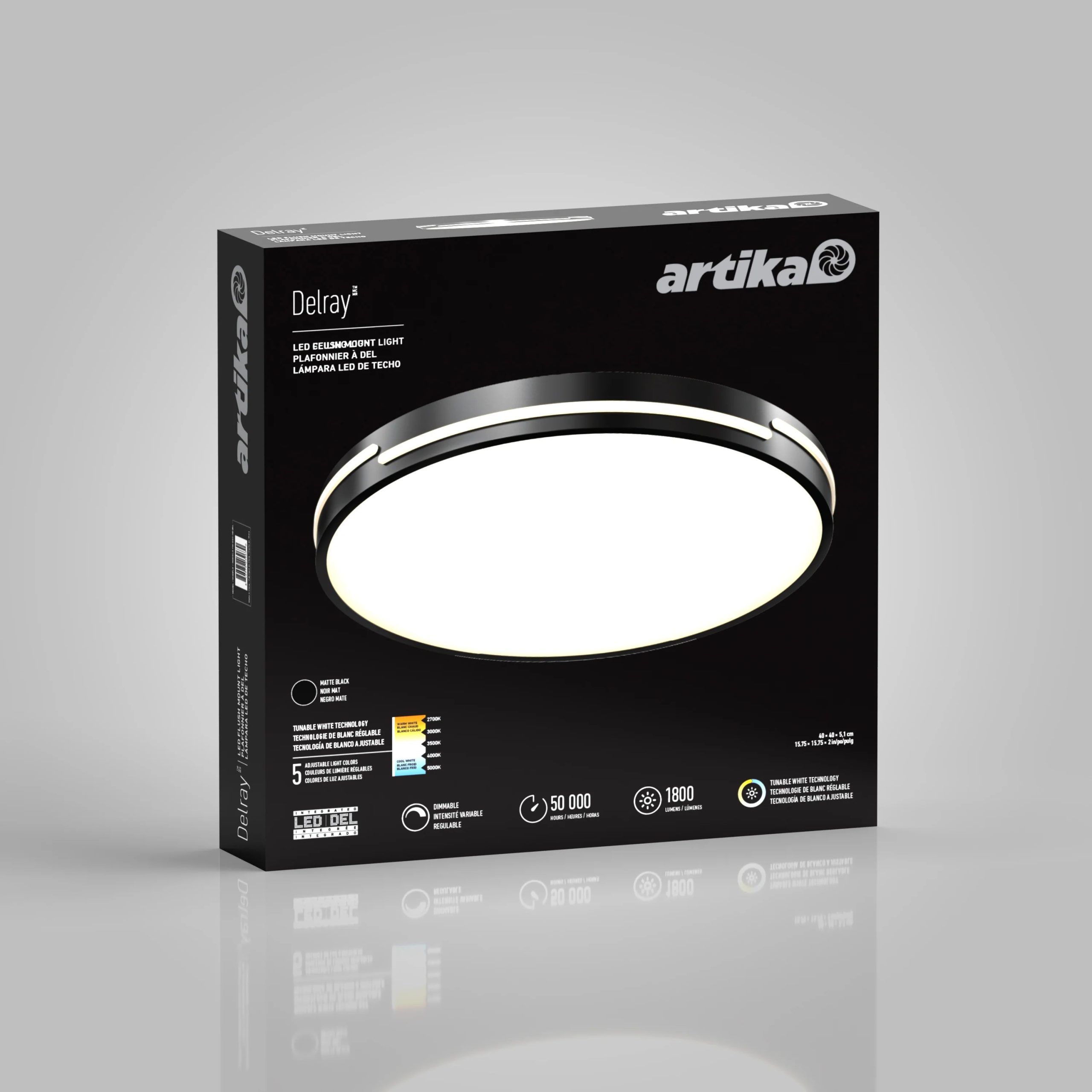 Artika Delray 16 in. (40 cm) Modern LED Flush Mount Ceiling Light 5 CCT - Image 10