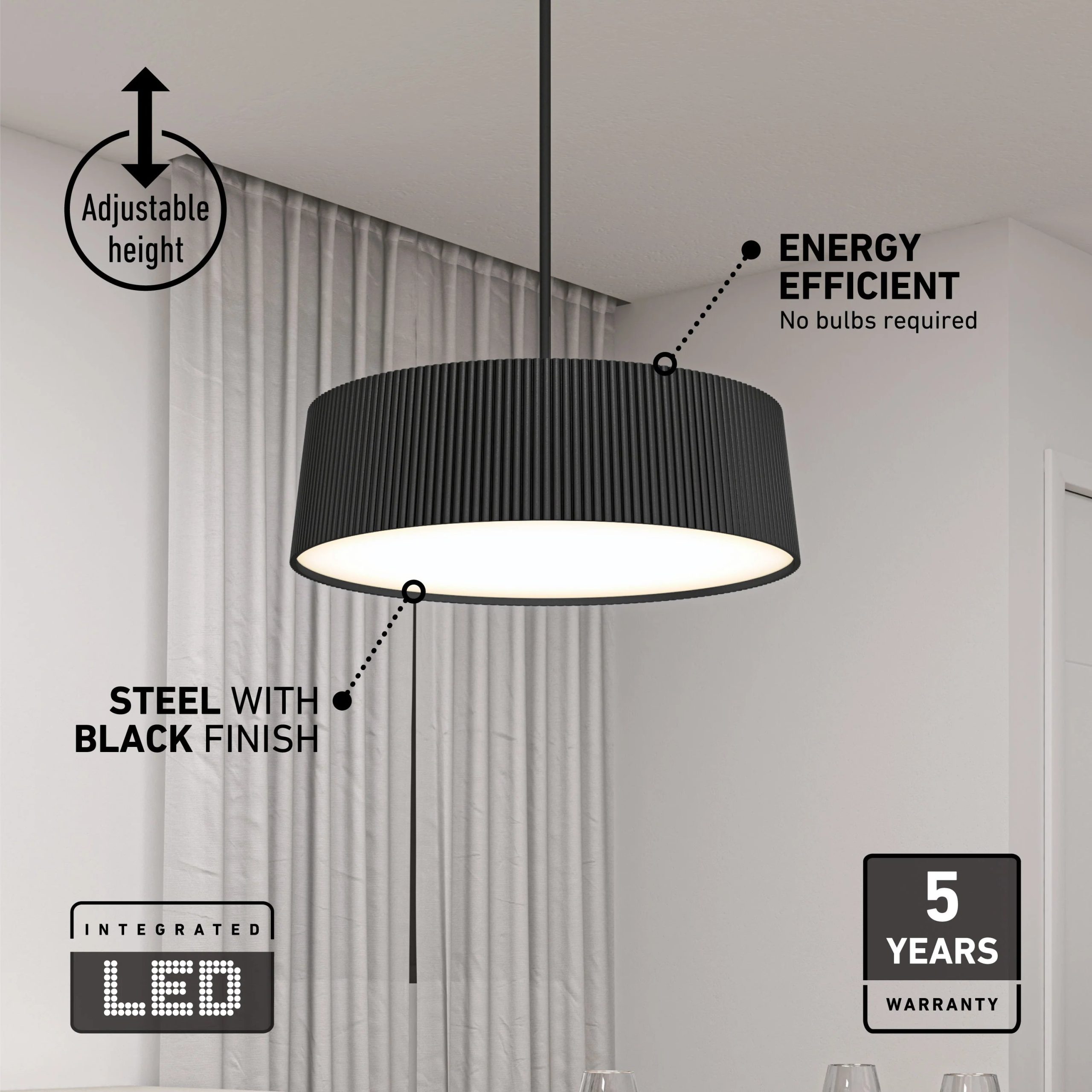 Artika Groove Drum LED contemporary pendant light 3 CCT - Image 5