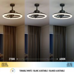 Alternative view of Artika Carat 23 in. (58 cm) LED modern fandelier ceiling fan with light - includes remote