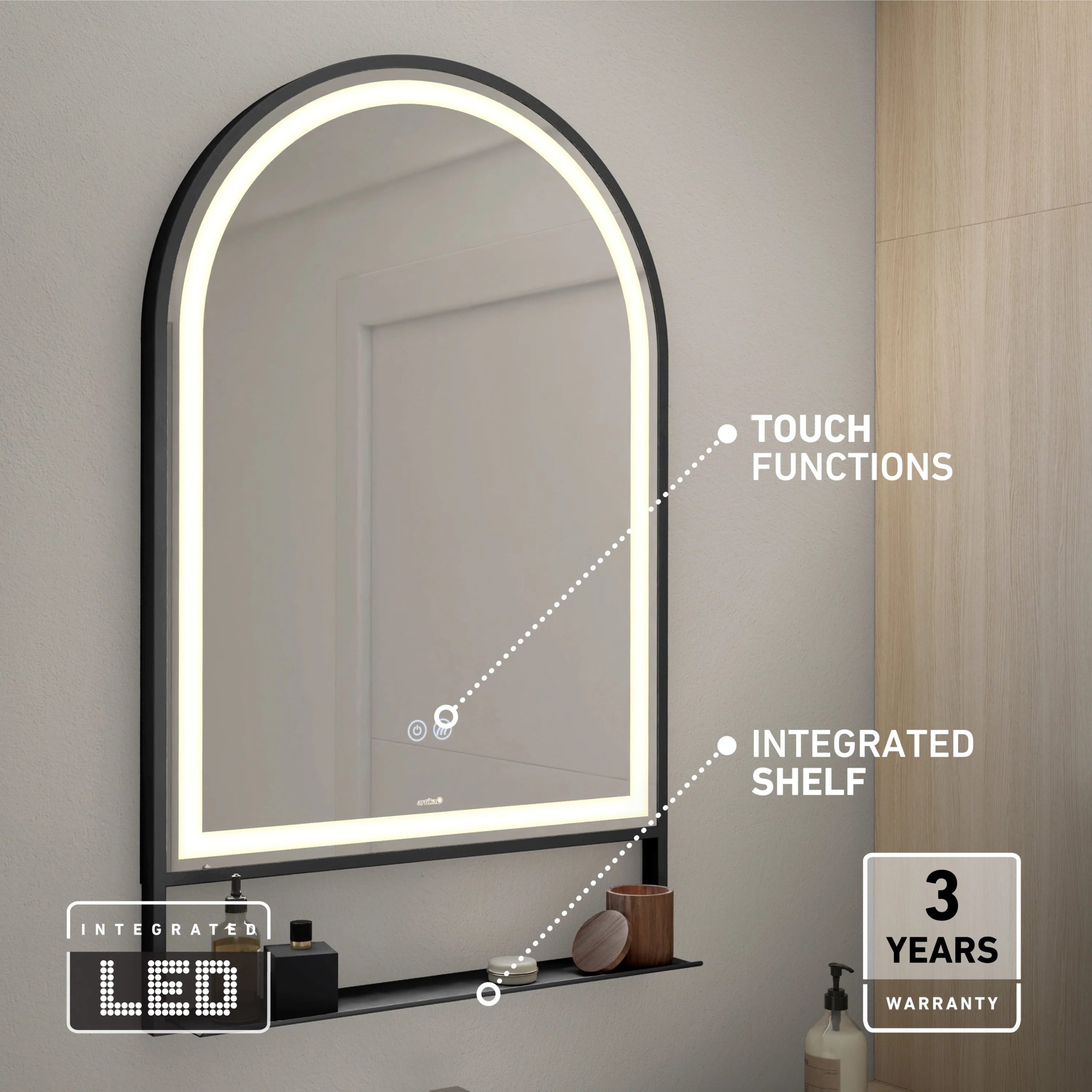 Artika Arturo 20 in. x 32 in. LED mirror 3 CCT with defogger - Image 9