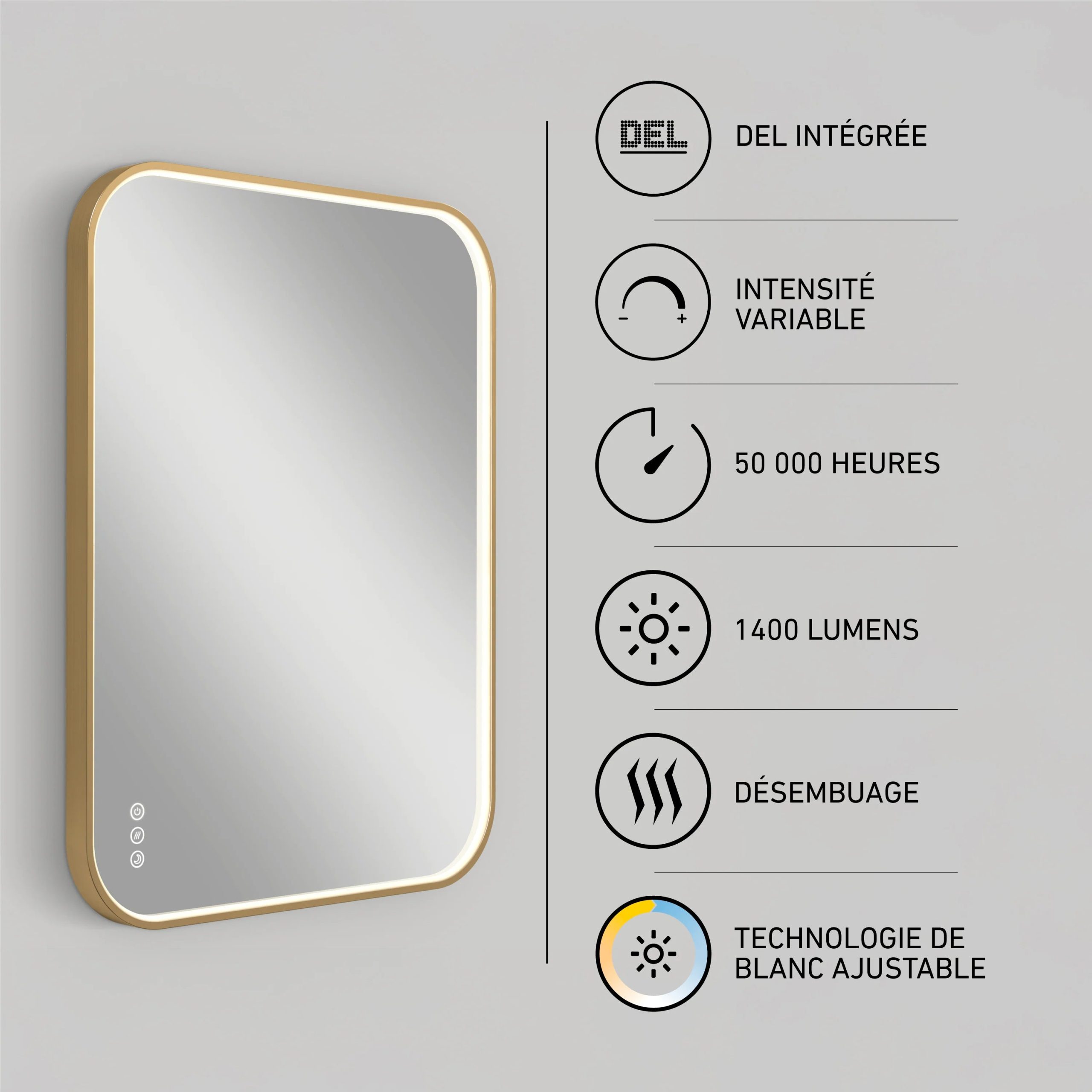 Artika Royce 24 in. x 32 in. (61 x 81 cm) Dimmable Anti-Fog LED Mirror - Image 16