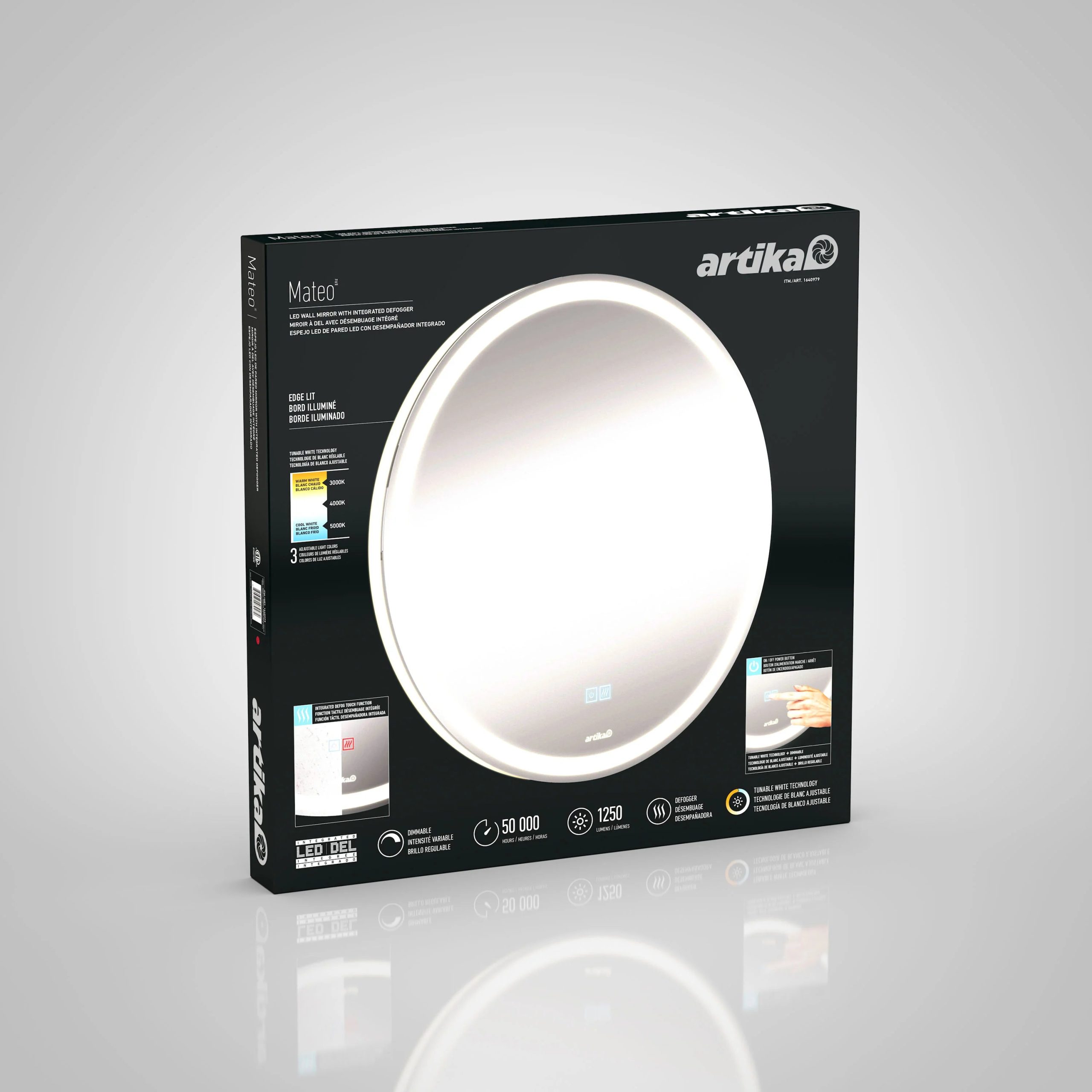 Artika Mateo 28 in. LED mirror 3 CCT with defogger - Image 12