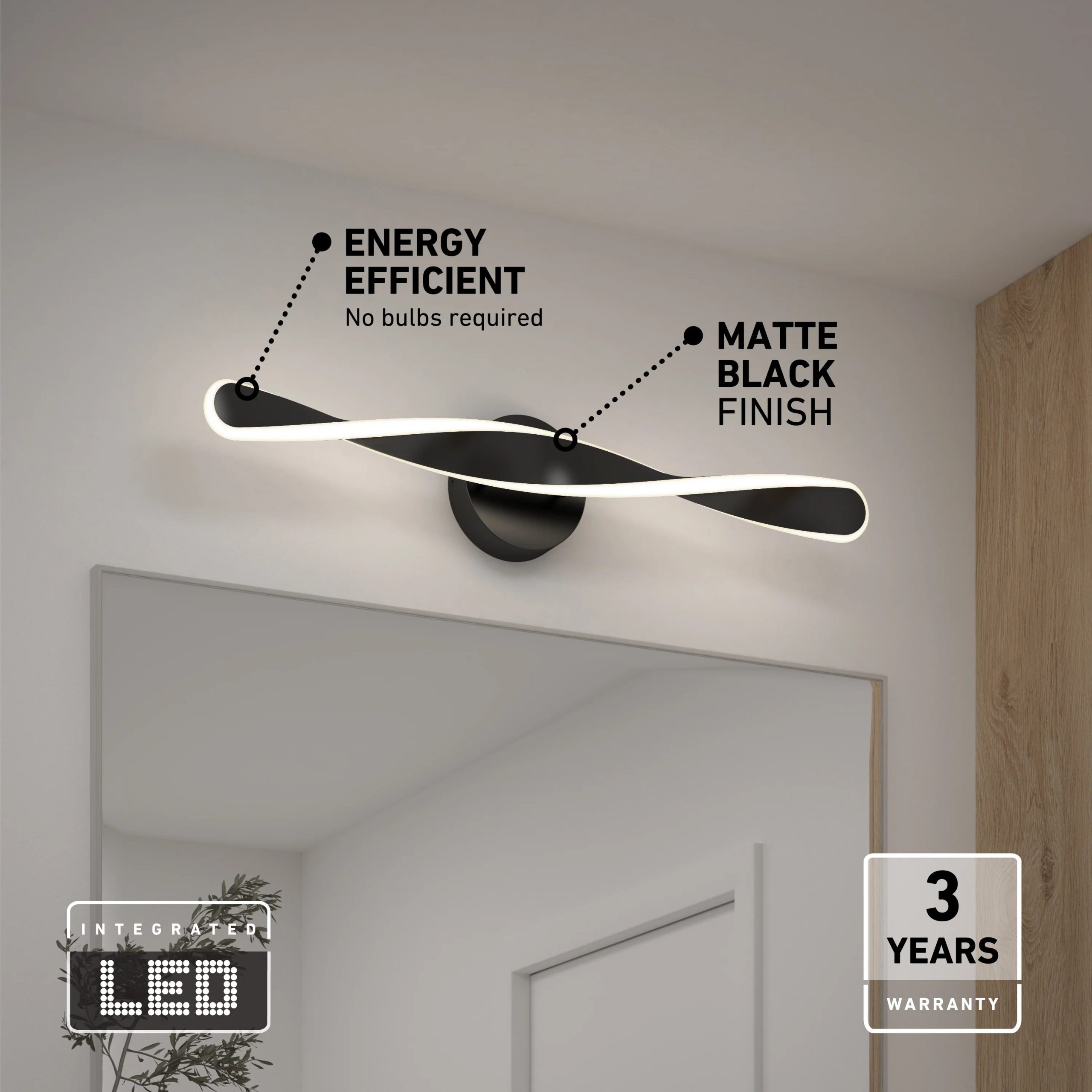 Artika Finley 28-in (70 cm) Integrated LED 3-CCT Vanity Light Bar for Bathroom - Image 10