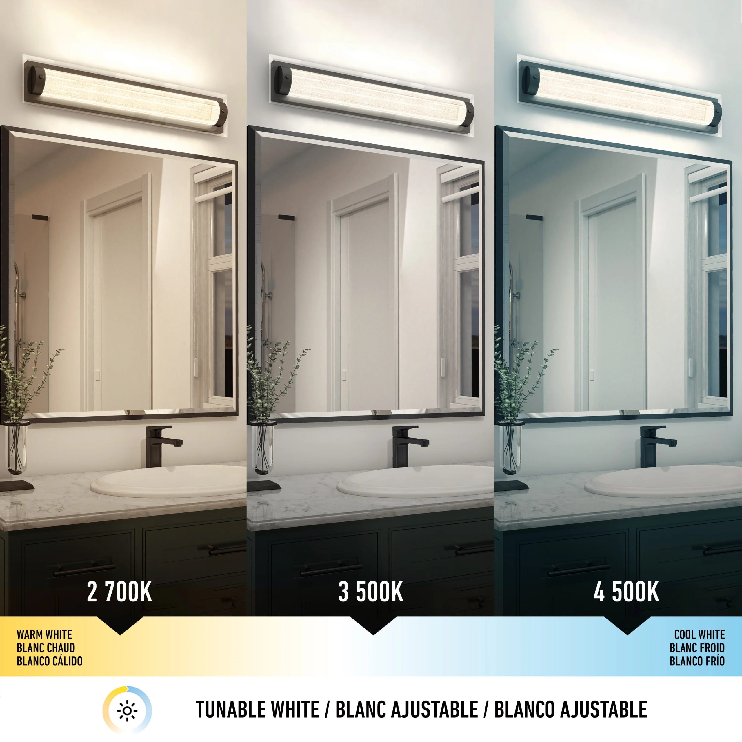 Artika Glamour 27-in (69 cm) Integrated LED 3-CCT Vanity Light Bar for Bathroom - Image 7