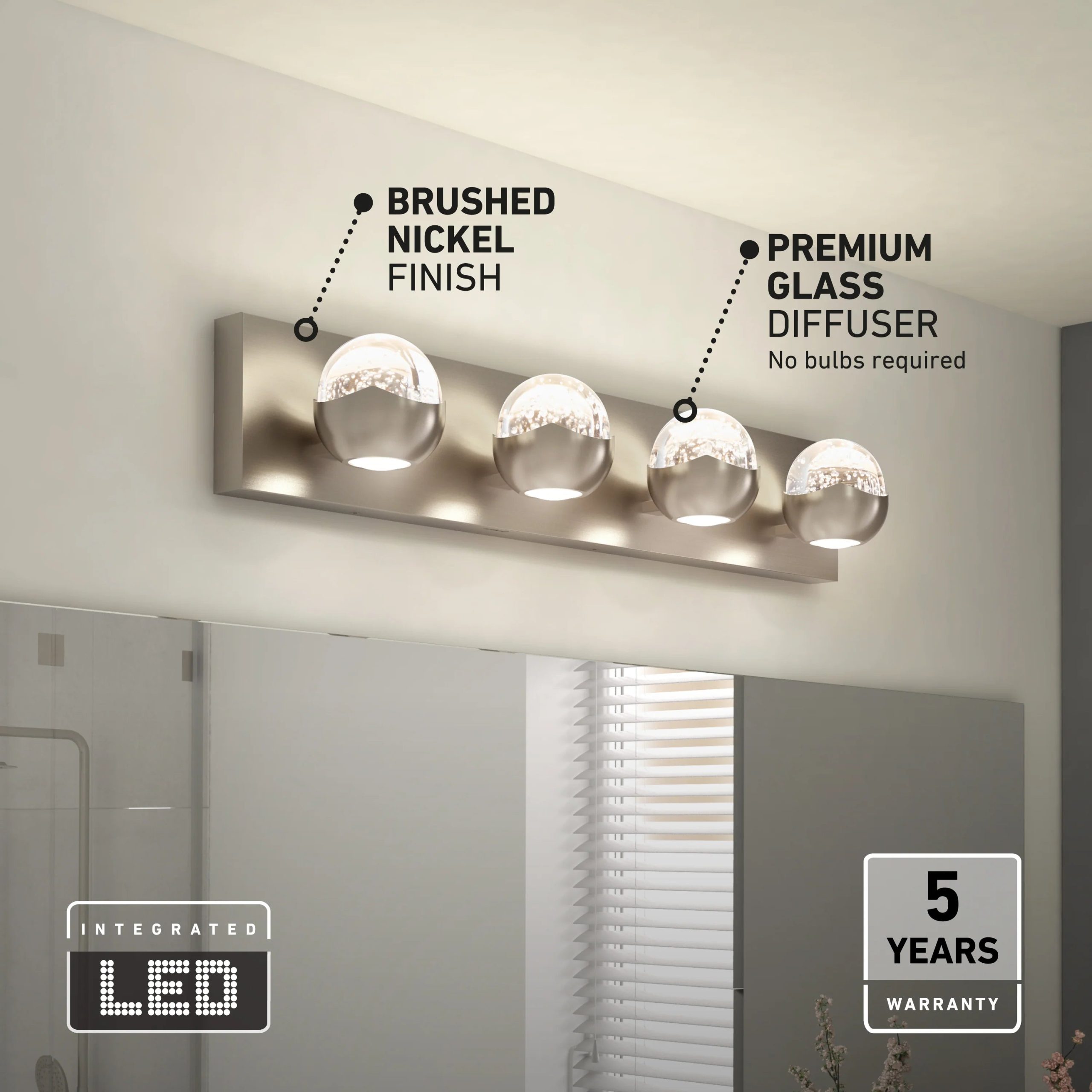 Artika Oracle 27-in (68 cm) 4-Light Modern LED Vanity Light for Bathroom - Image 8