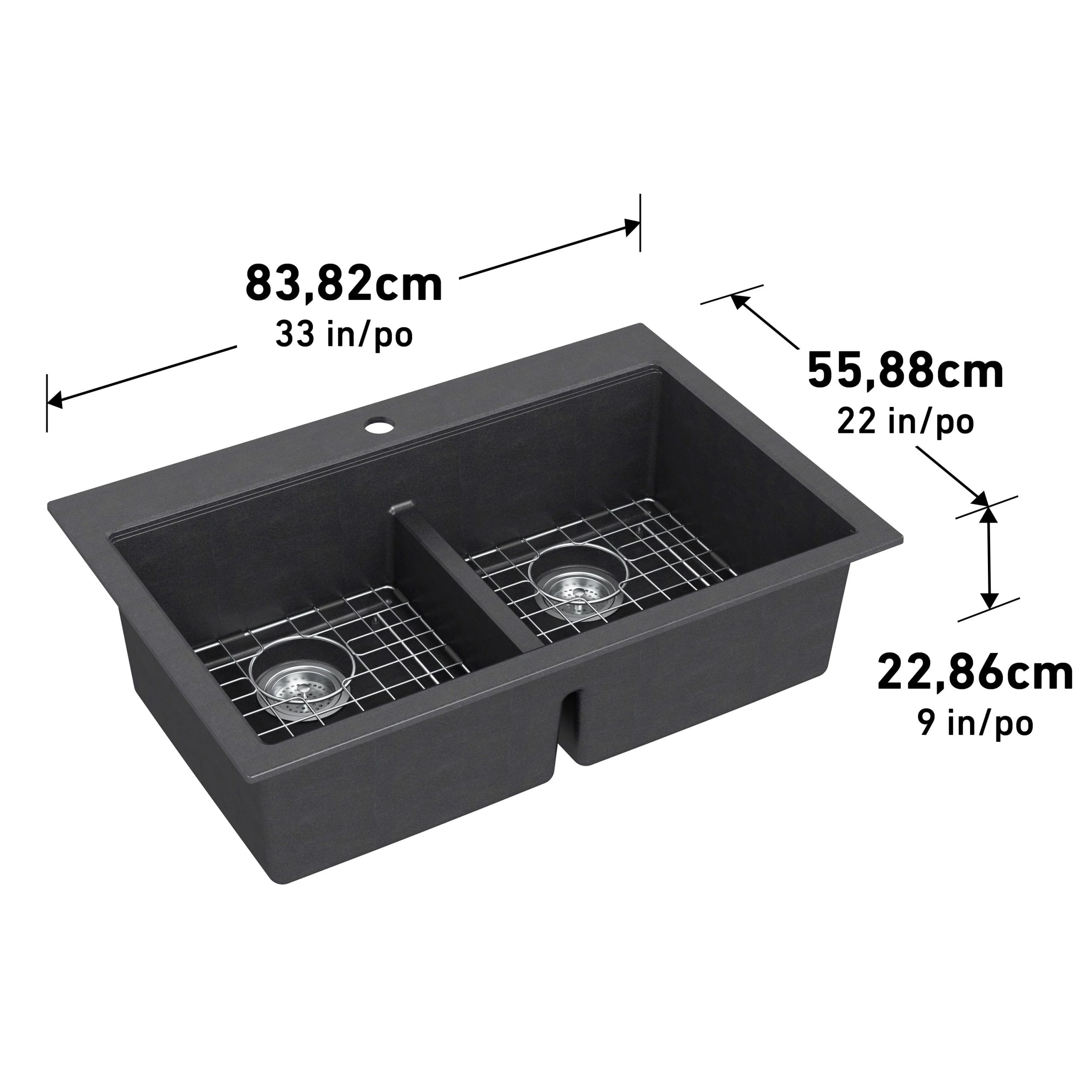 Artika Baycrest 33 in. (84 cm) Double Bowl Kitchen Sink Black - Image 16