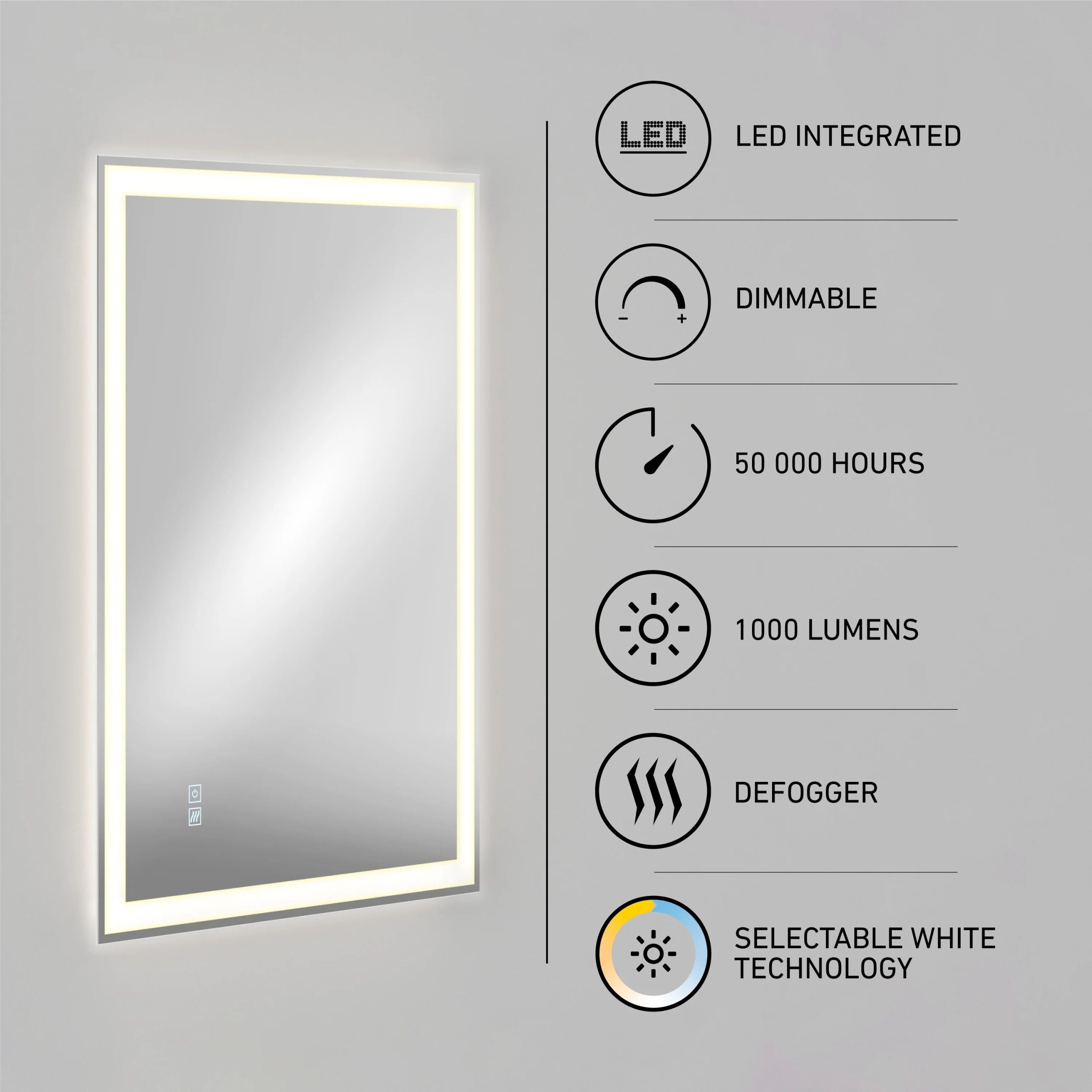 Artika Sofia 24 in. x 32 in. (61 x 81 cm) 3 CCT Anti-Fog LED Bathroom Mirror - Image 9