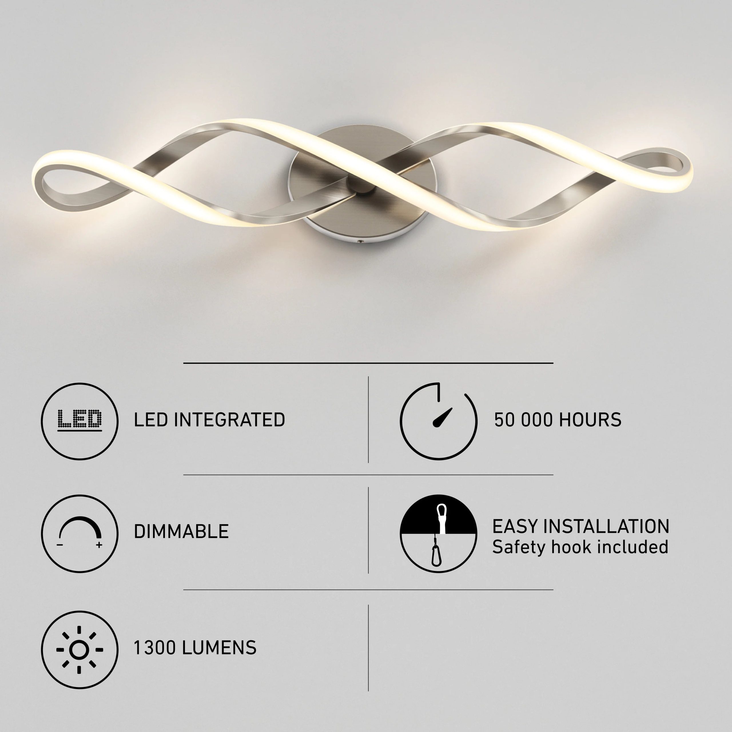 Artika Swirl 27-in (68 cm) 3-Light Modern LED Vanity Light for Bathroom - Image 4