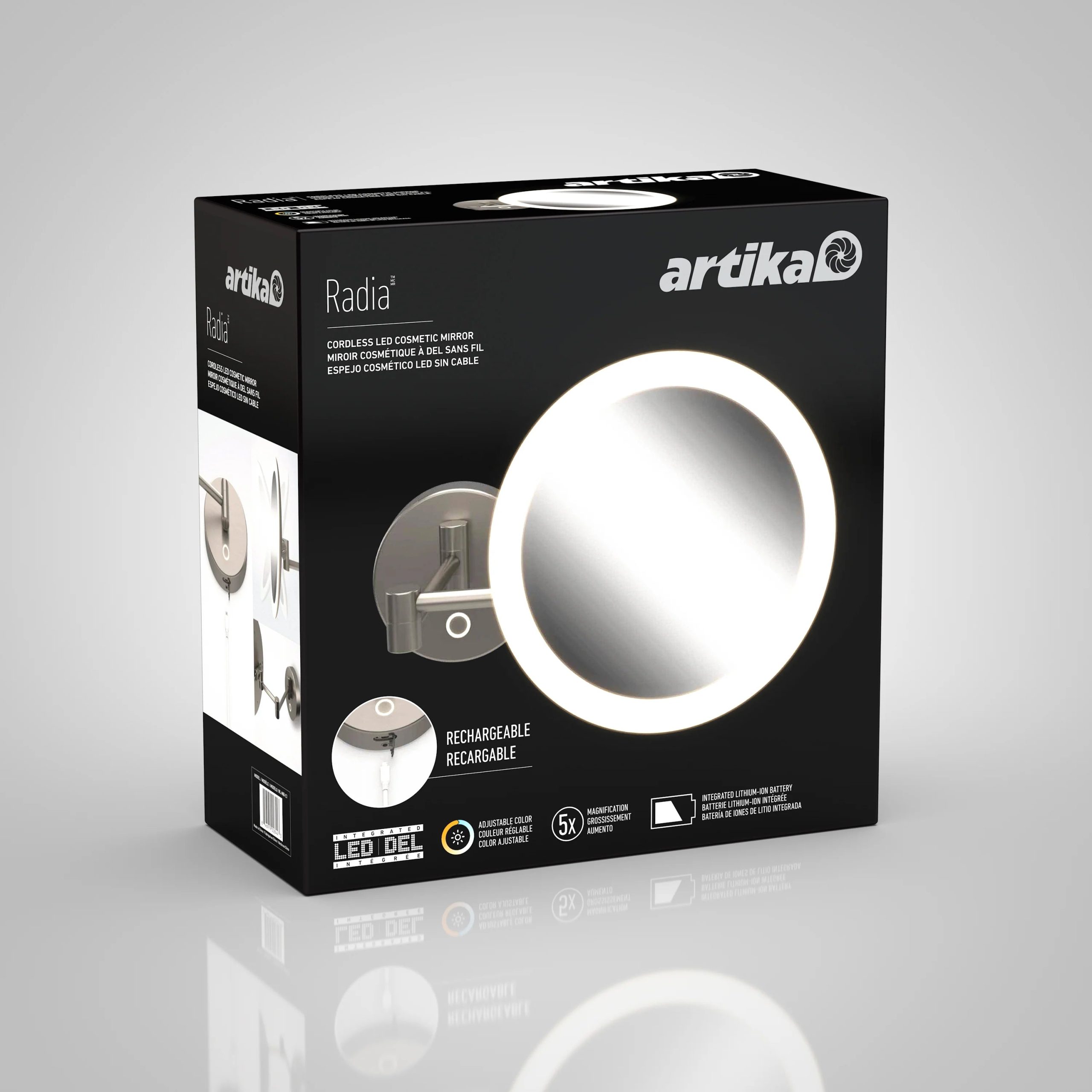 Artika Radia 9 in. (23 cm) Cordless LED Cosmetic Mirror - Image 12