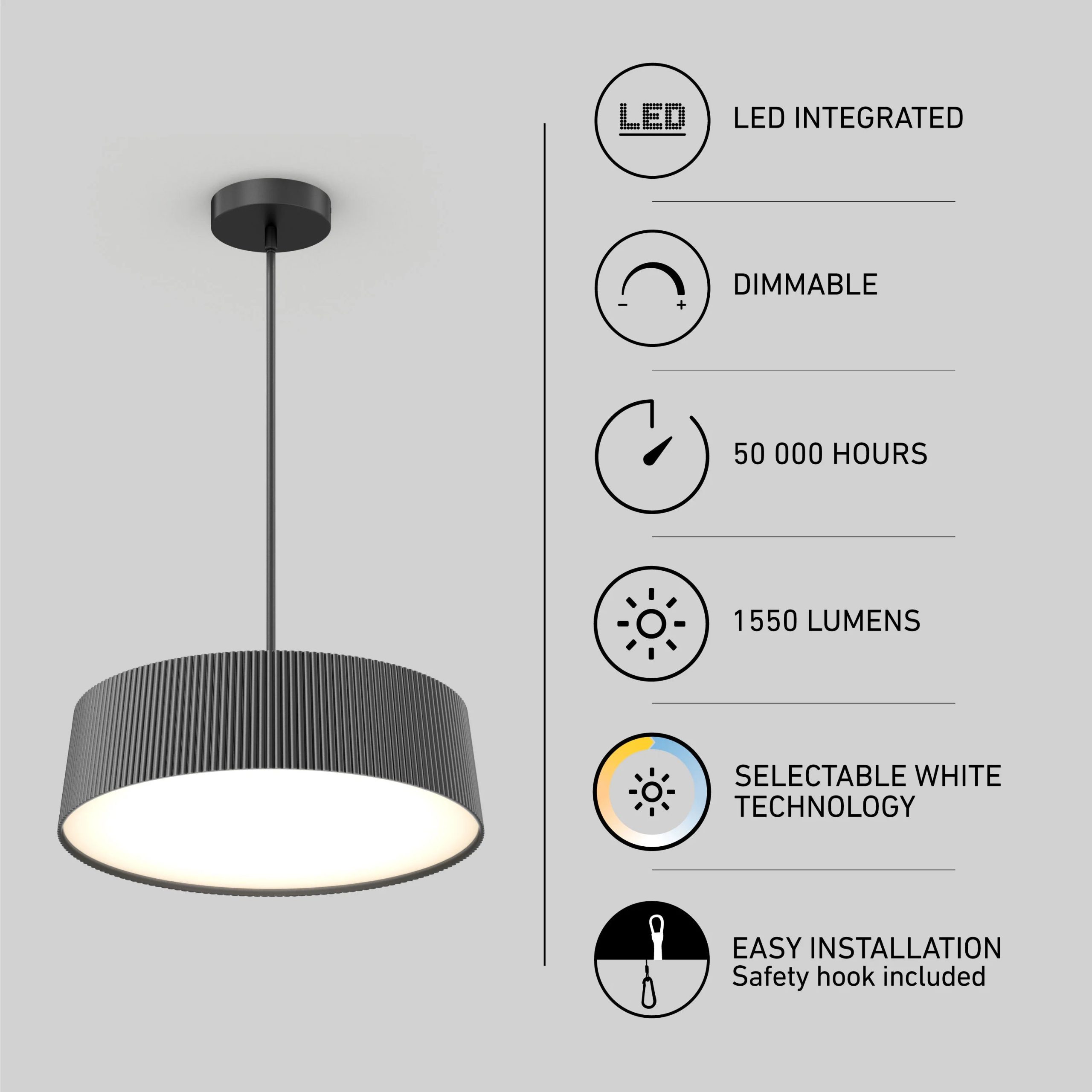 Artika Groove Drum LED contemporary pendant light 3 CCT - Image 6