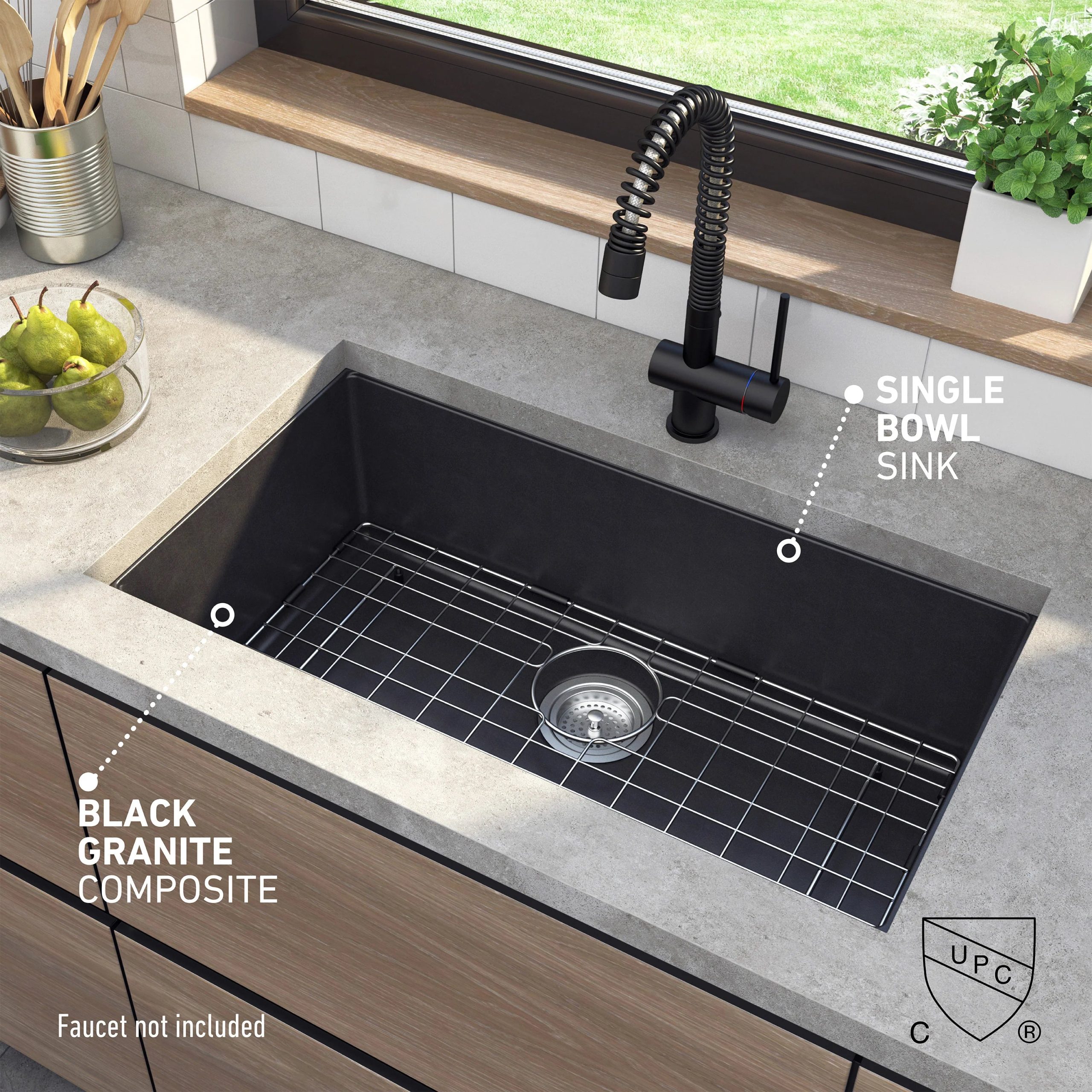 Artika Baycrest 33 in. (84 cm) Single Bowl Kitchen Sink Black - Image 10