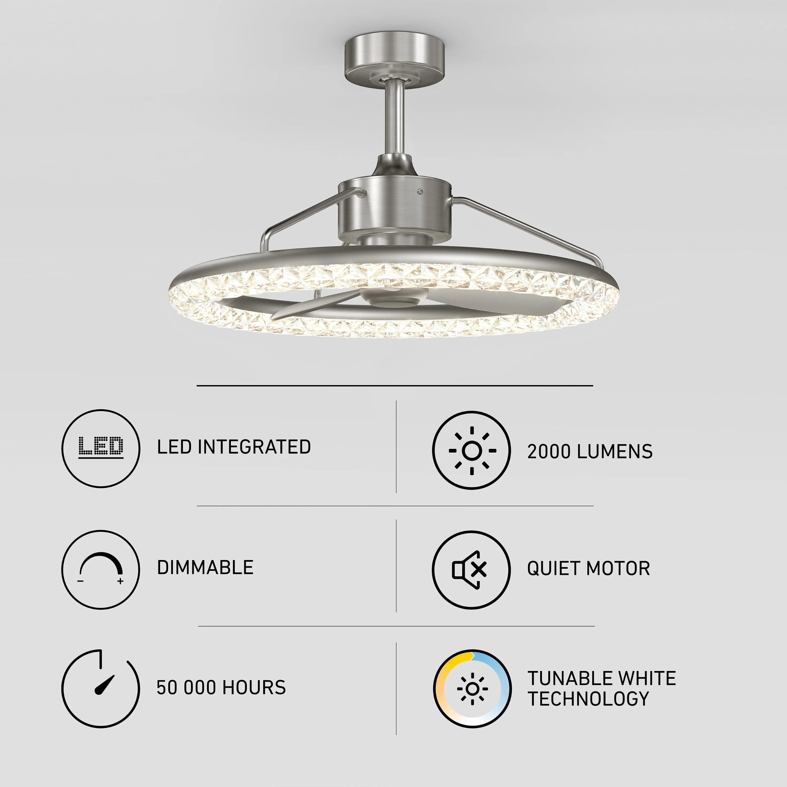 Artika Carat 23 in. (58 cm) LED modern fandelier ceiling fan with light - includes remote - Image 19