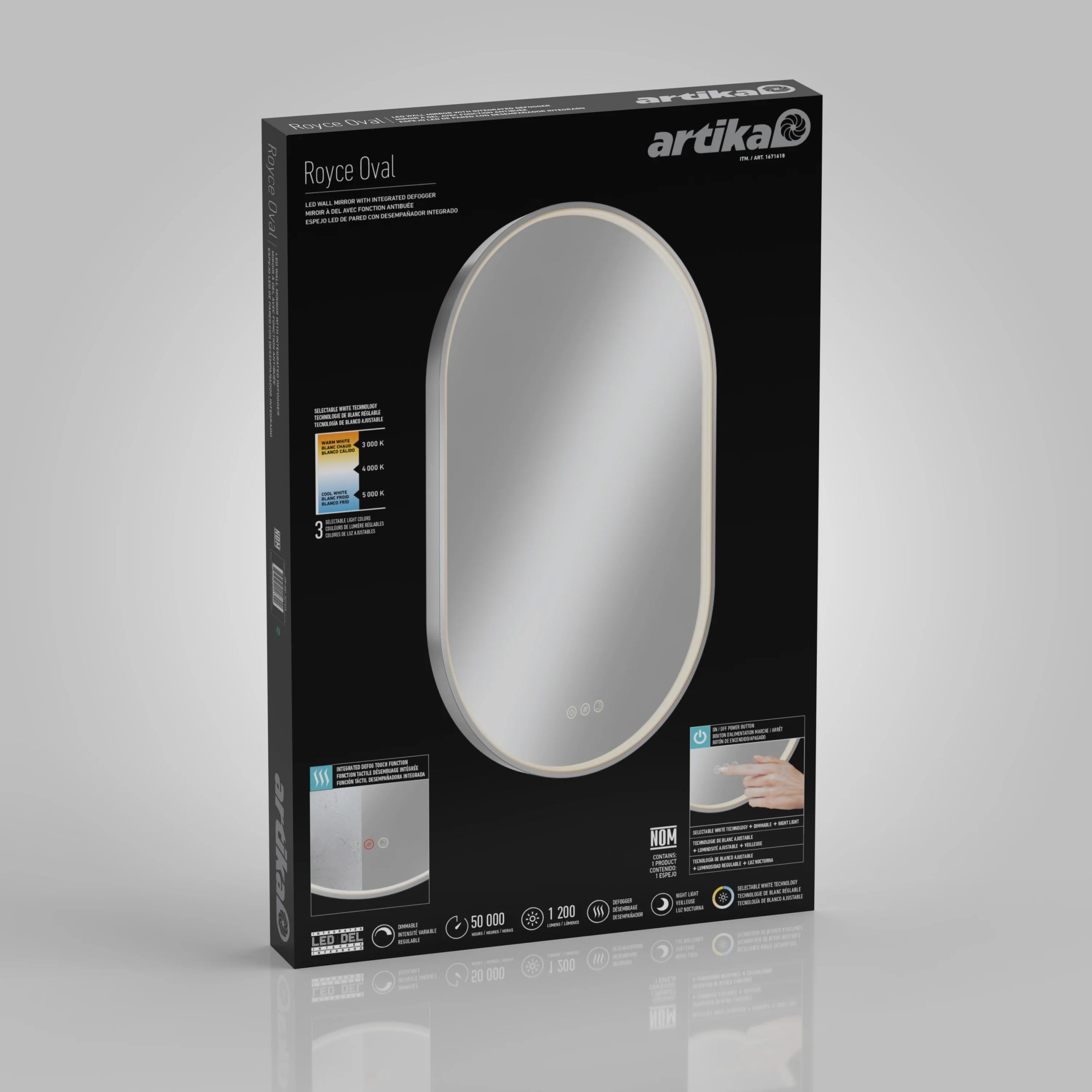 Artika Royce 20 in. x 32 in. (51 x 81 cm) 3 CCT Anti-Fog LED Bathroom Mirror - Image 8