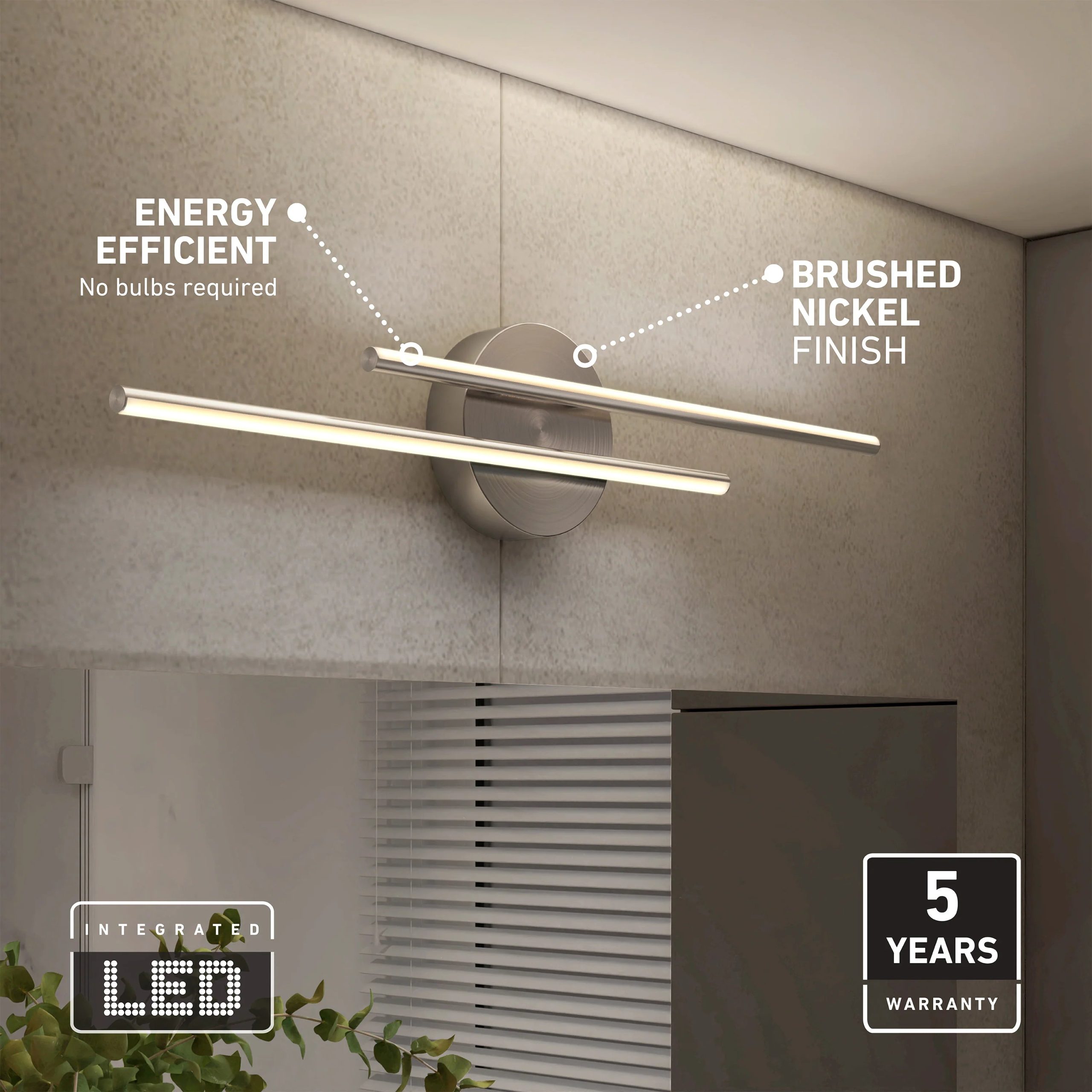 Artika Cisco 27-in (69 cm) Integrated LED 5-CCT Vanity Light Bar for Bathroom - Image 28