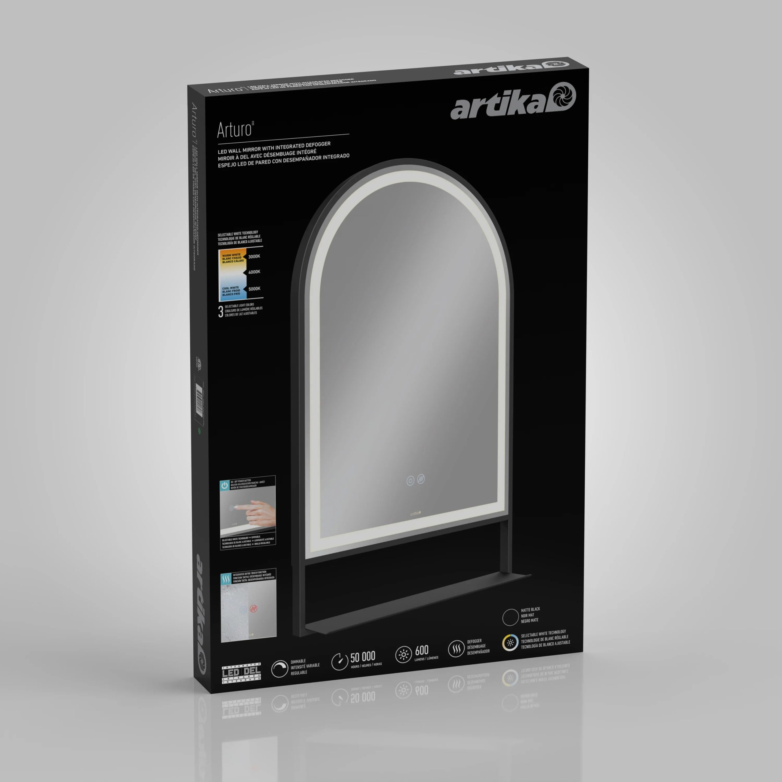 Artika Arturo 20 in. x 32 in. LED mirror 3 CCT with defogger - Image 12
