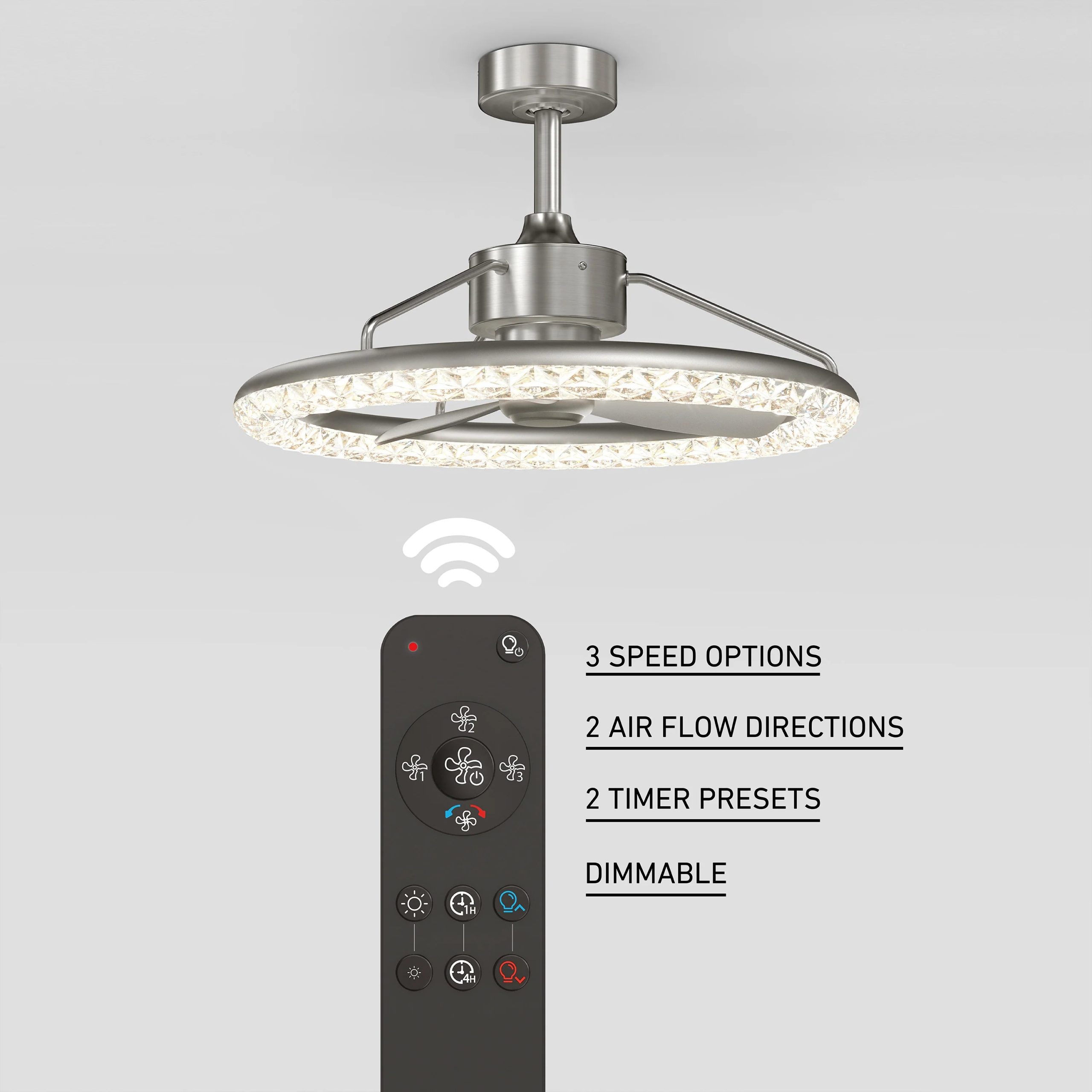 Artika Carat 23 in. (58 cm) LED modern fandelier ceiling fan with light - includes remote - Image 23