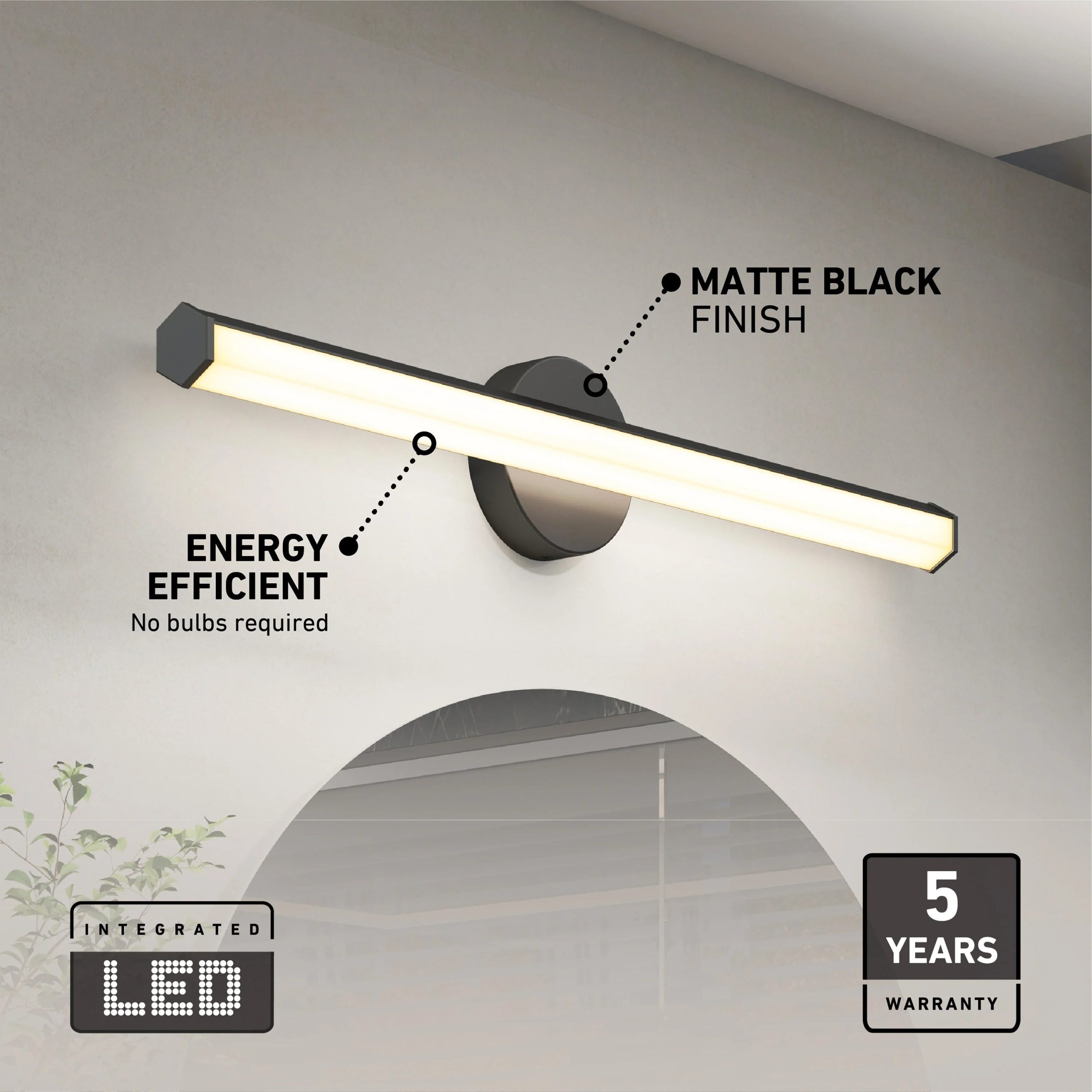 Artika Ewen 27-in (69 cm) Integrated LED 5-CCT Vanity Light Bar for Bathroom - Image 5