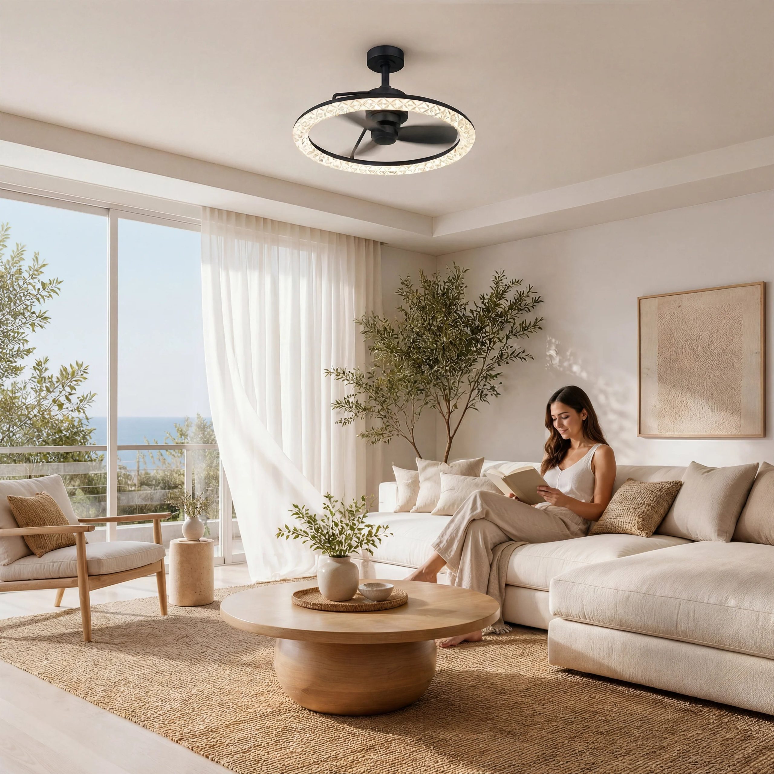 Artika Carat 23 in. (58 cm) LED modern fandelier ceiling fan with light - includes remote - Image 30