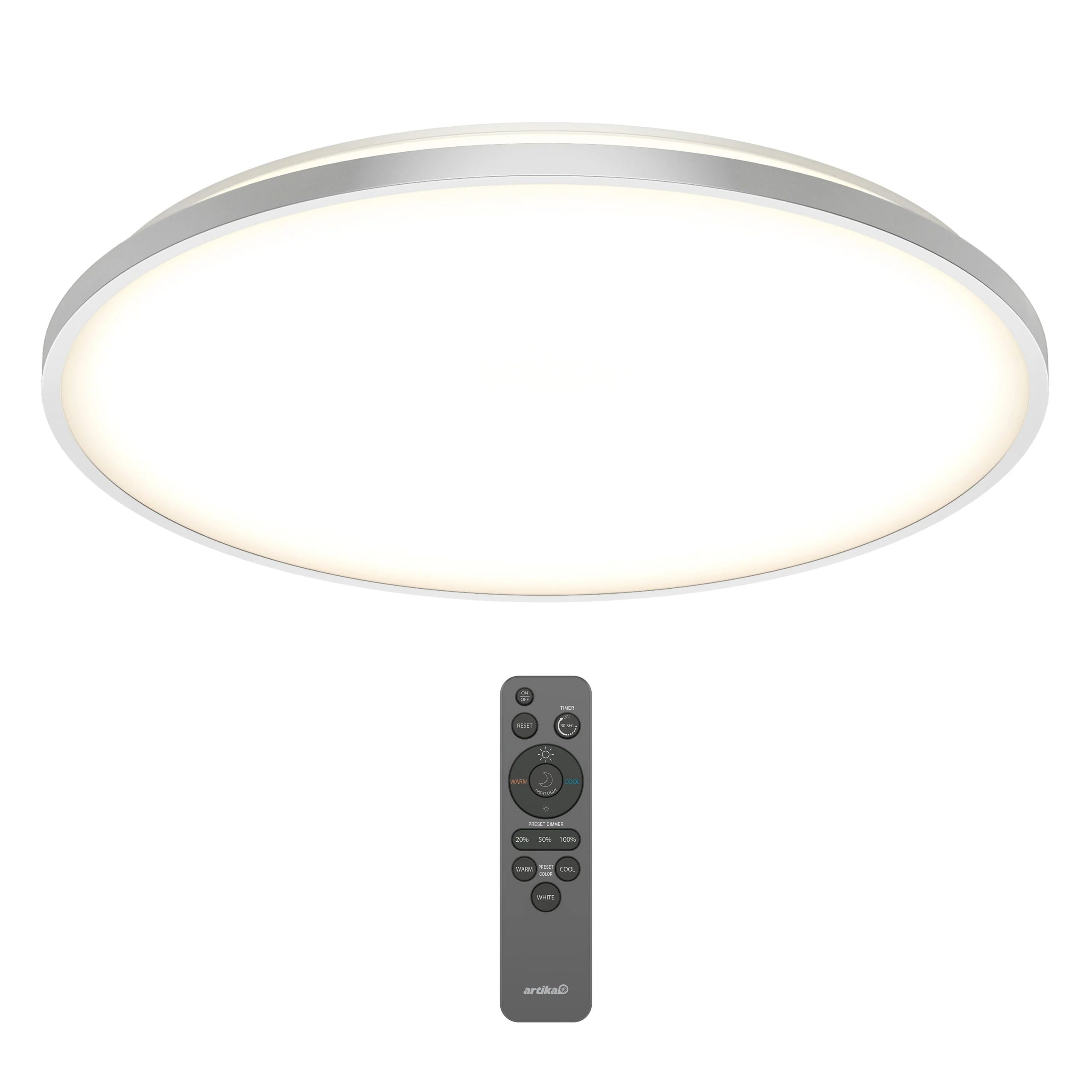 Artika Europa 21 in. (54 cm) Modern LED Flush Mount Ceiling Light - with remote - Image 30
