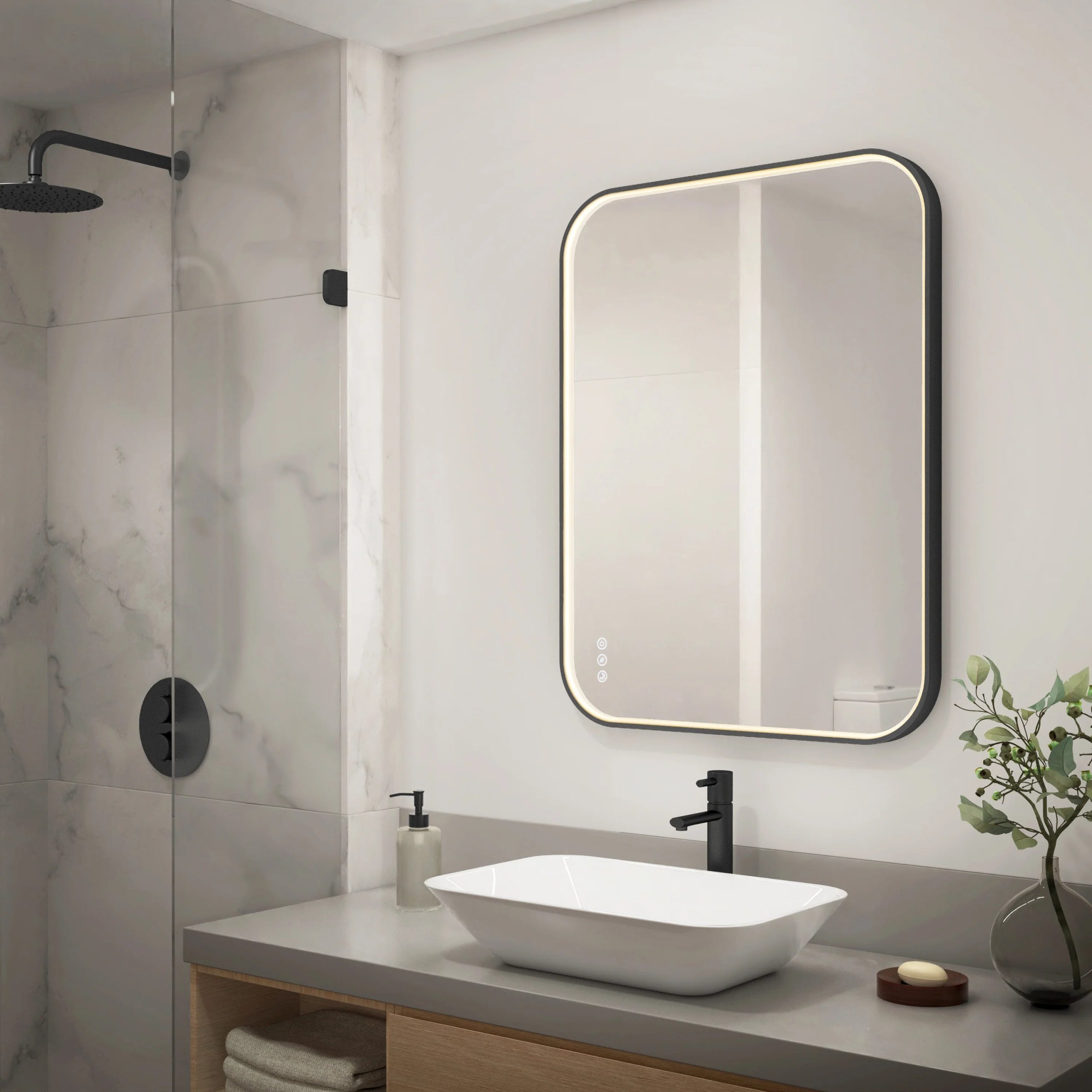 Artika Royce 24 in. x 32 in. (61 x 81 cm) Dimmable Anti-Fog LED Mirror - Image 37